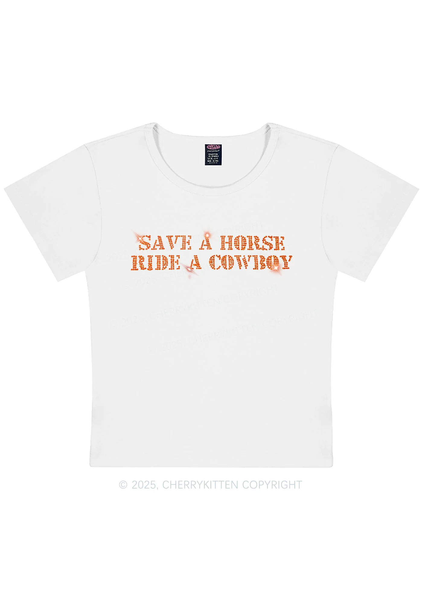 Curvy Save A Horse Ride A Cowboy Y2K Baby Tee Cherrykitten - Image 3