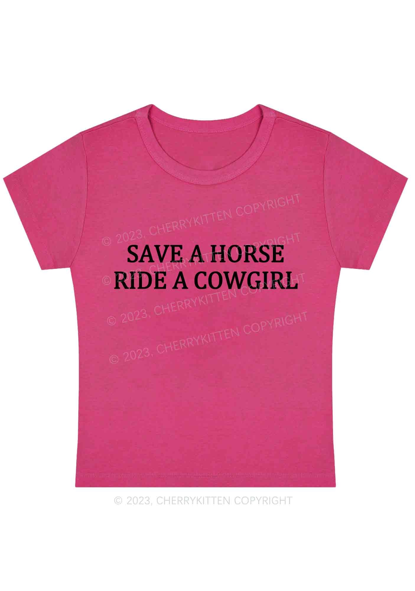Curvy Save A Horse Ride A Cowgirl Y2K Baby Tee Cherrykitten - Image 5