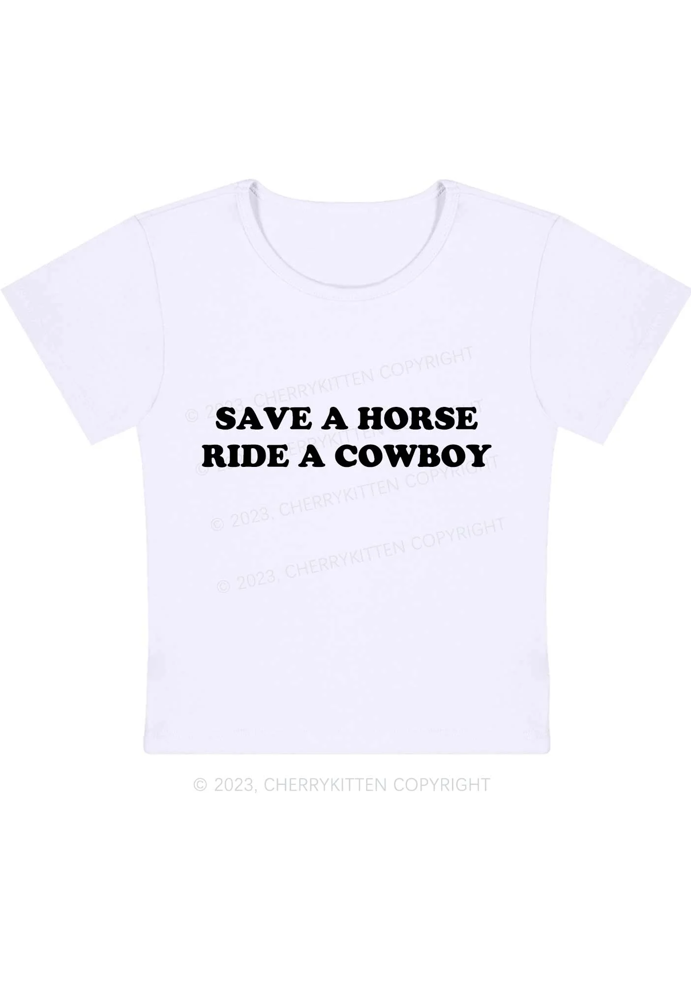 Curvy Save A Horse Y2K Baby Tee Cherrykitten - Image 2