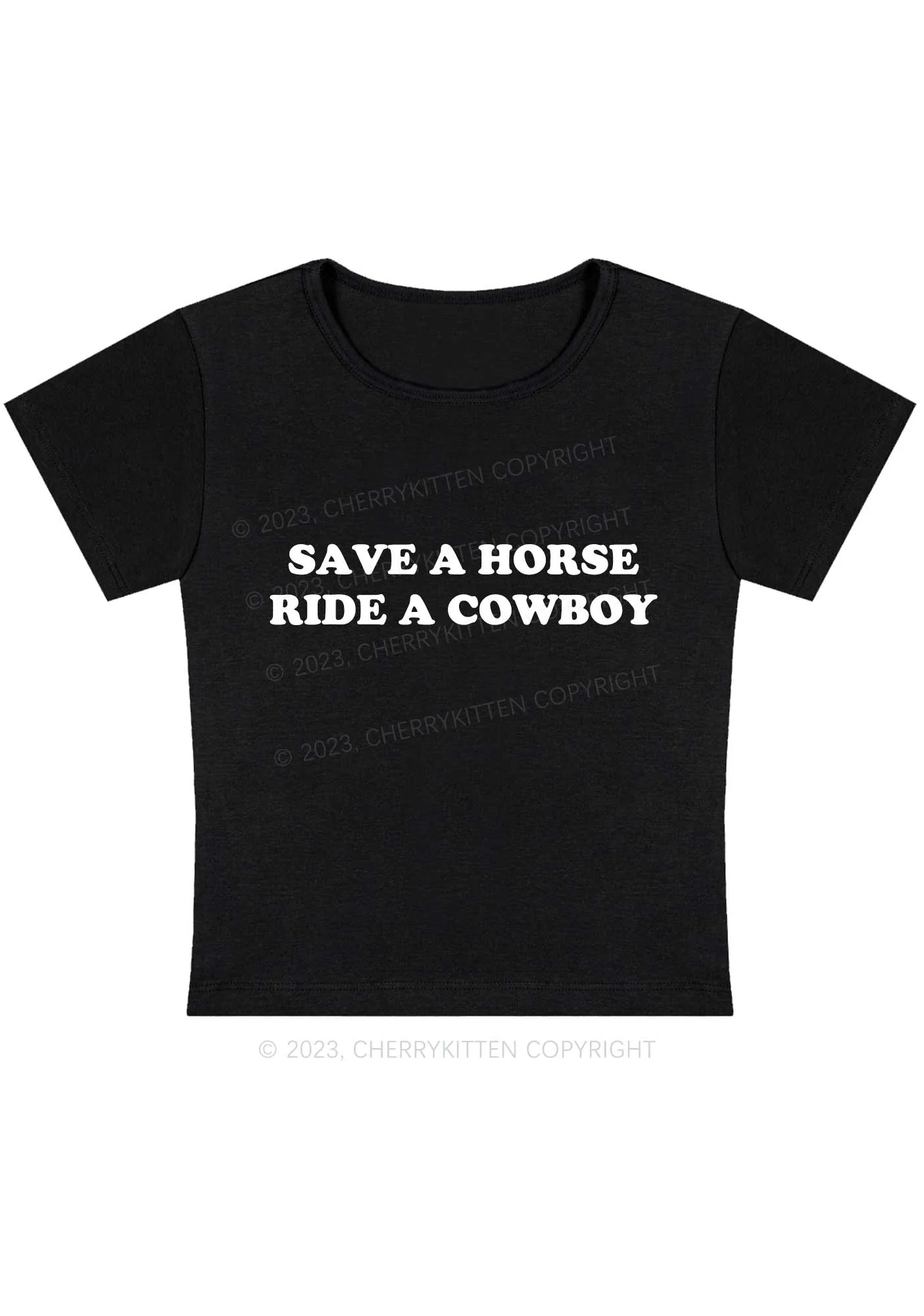 Curvy Save A Horse Y2K Baby Tee Cherrykitten - Image 3