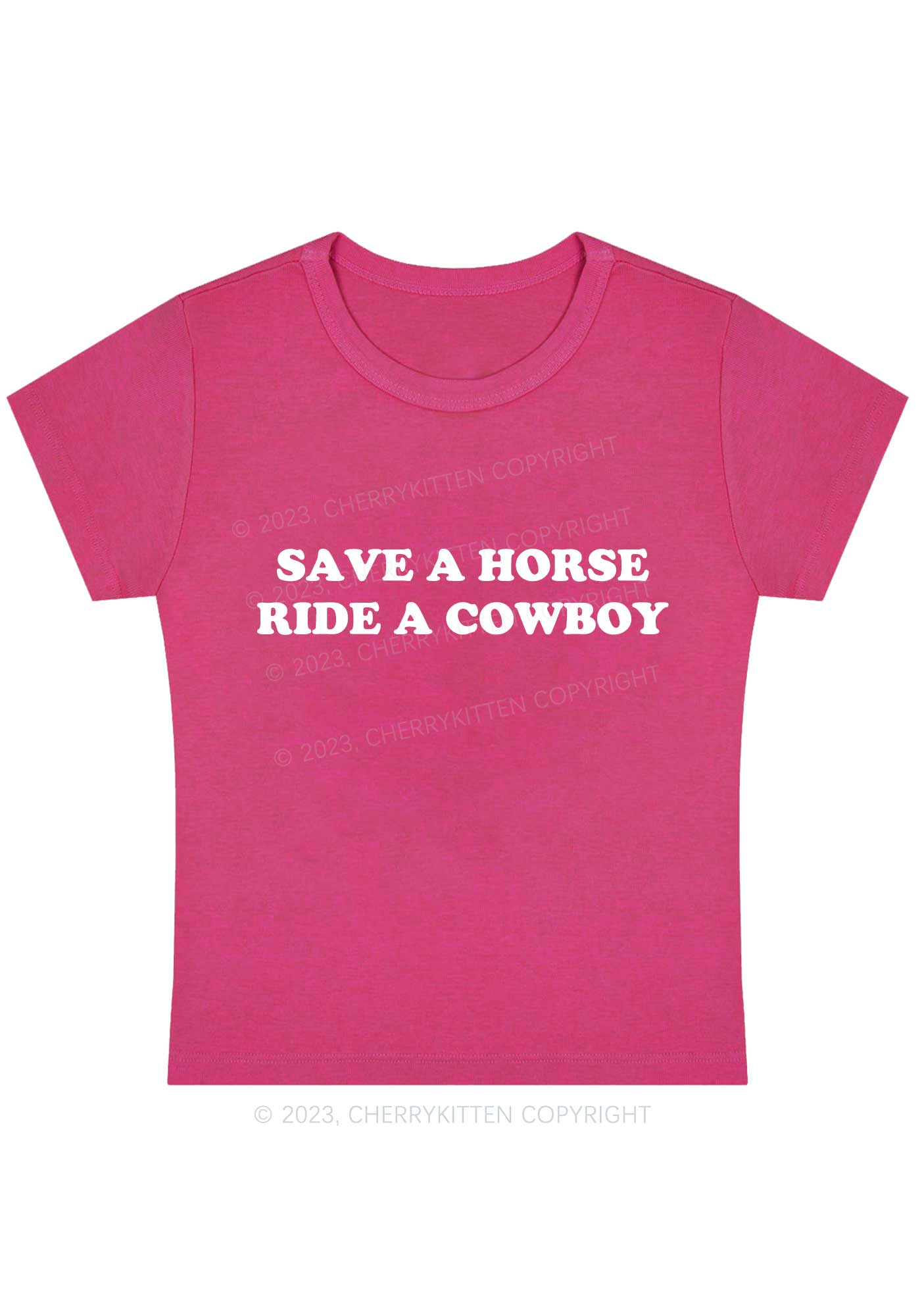 Curvy Save A Horse Y2K Baby Tee Cherrykitten - Image 4