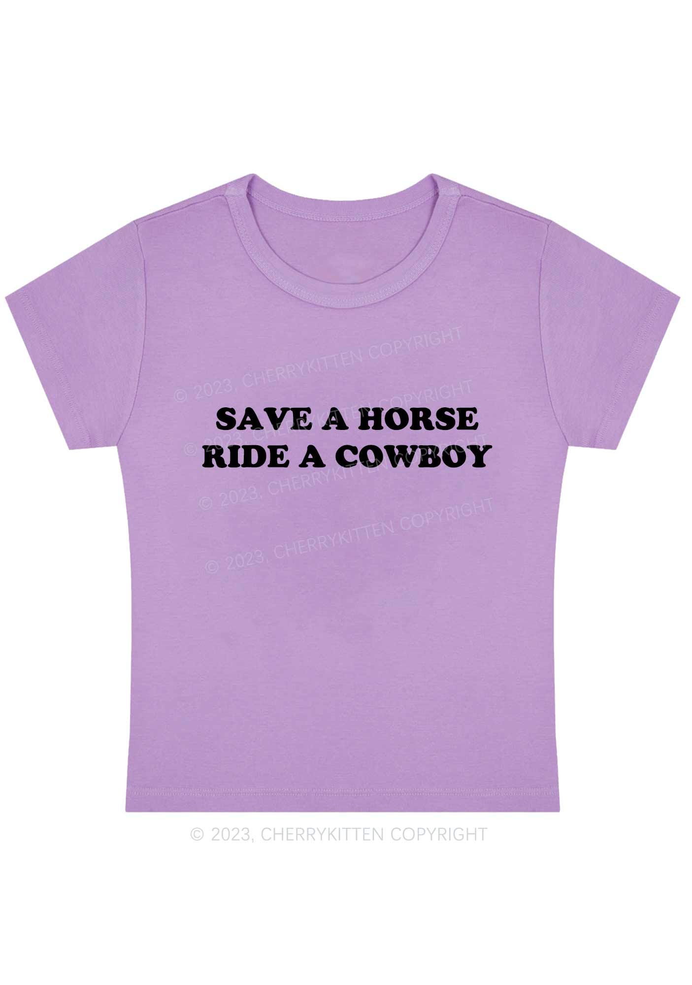 Curvy Save A Horse Y2K Baby Tee Cherrykitten - Image 5