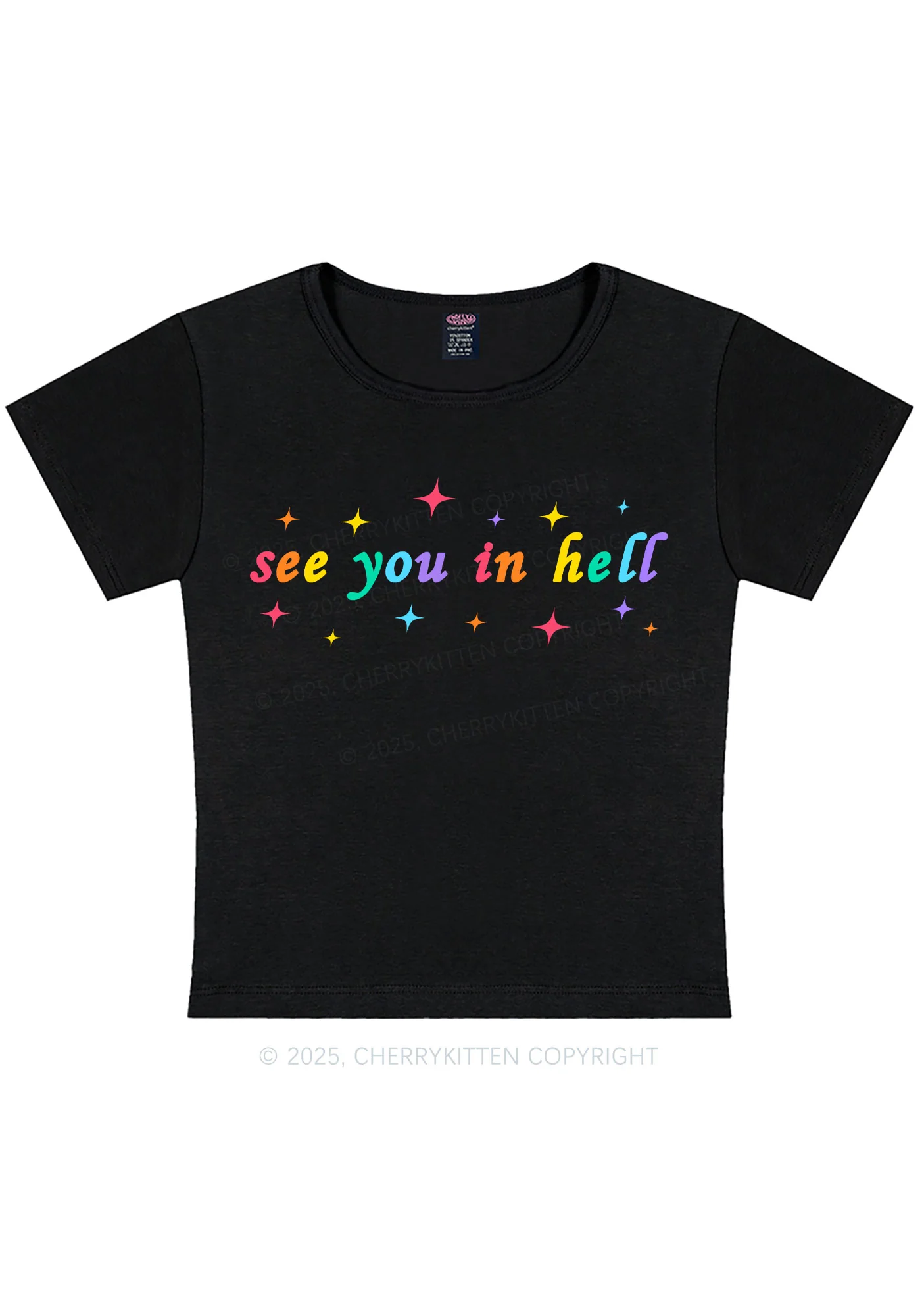Curvy See You In Hell Pride Y2K Baby Tee Cherrykitten - Image 2