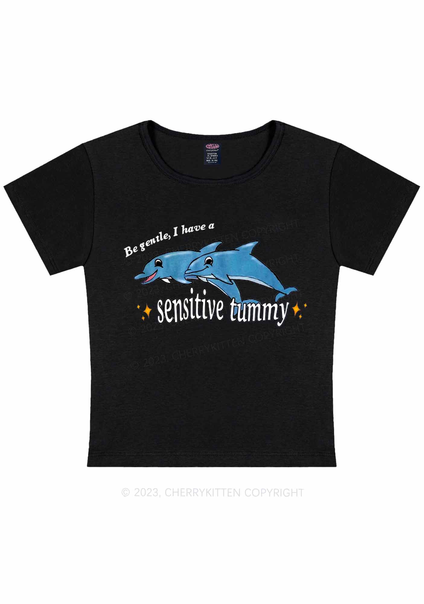 Curvy Sensitive Tummy Y2K Baby Tee Cherrykitten - Image 2