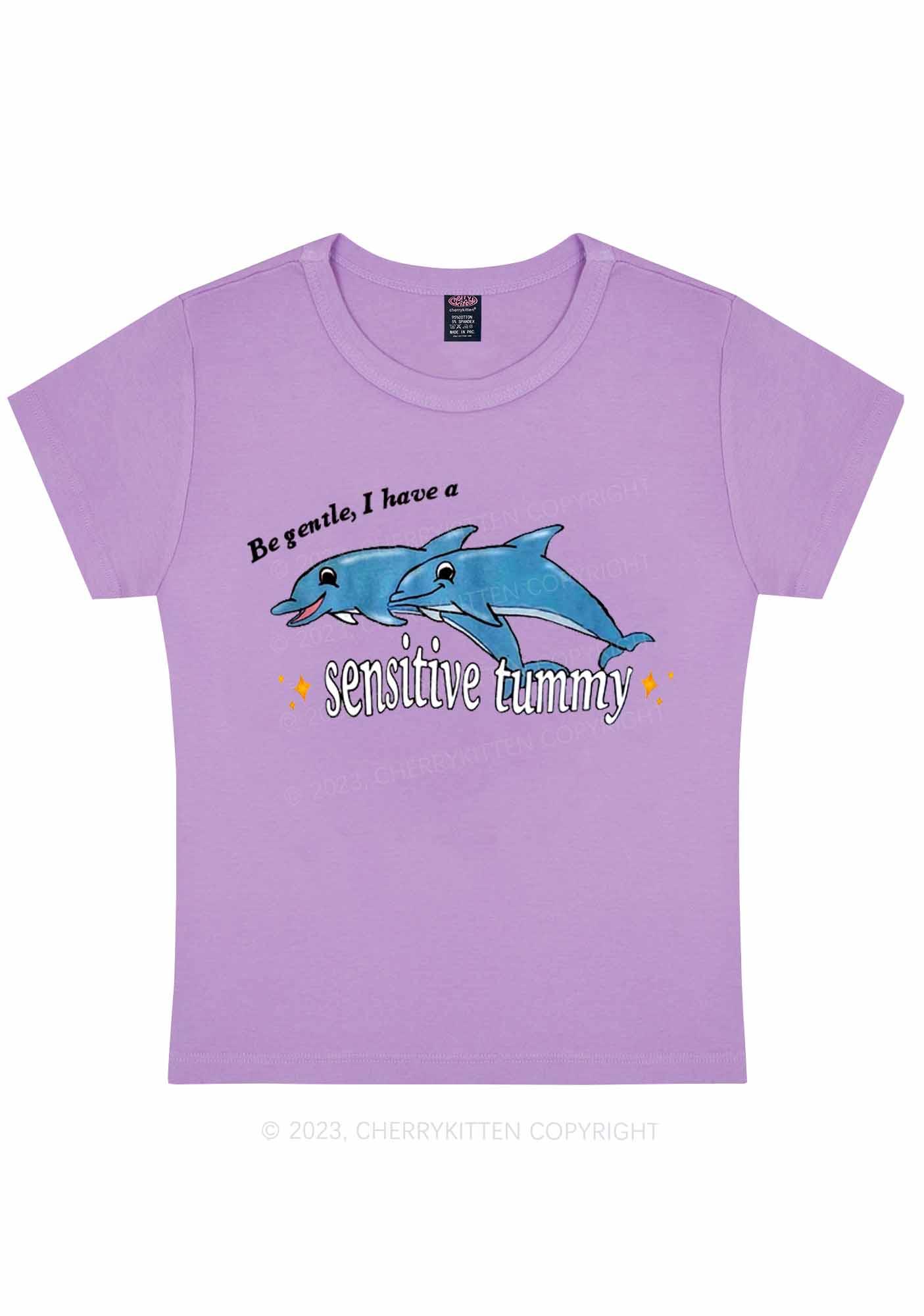 Curvy Sensitive Tummy Y2K Baby Tee Cherrykitten - Image 4