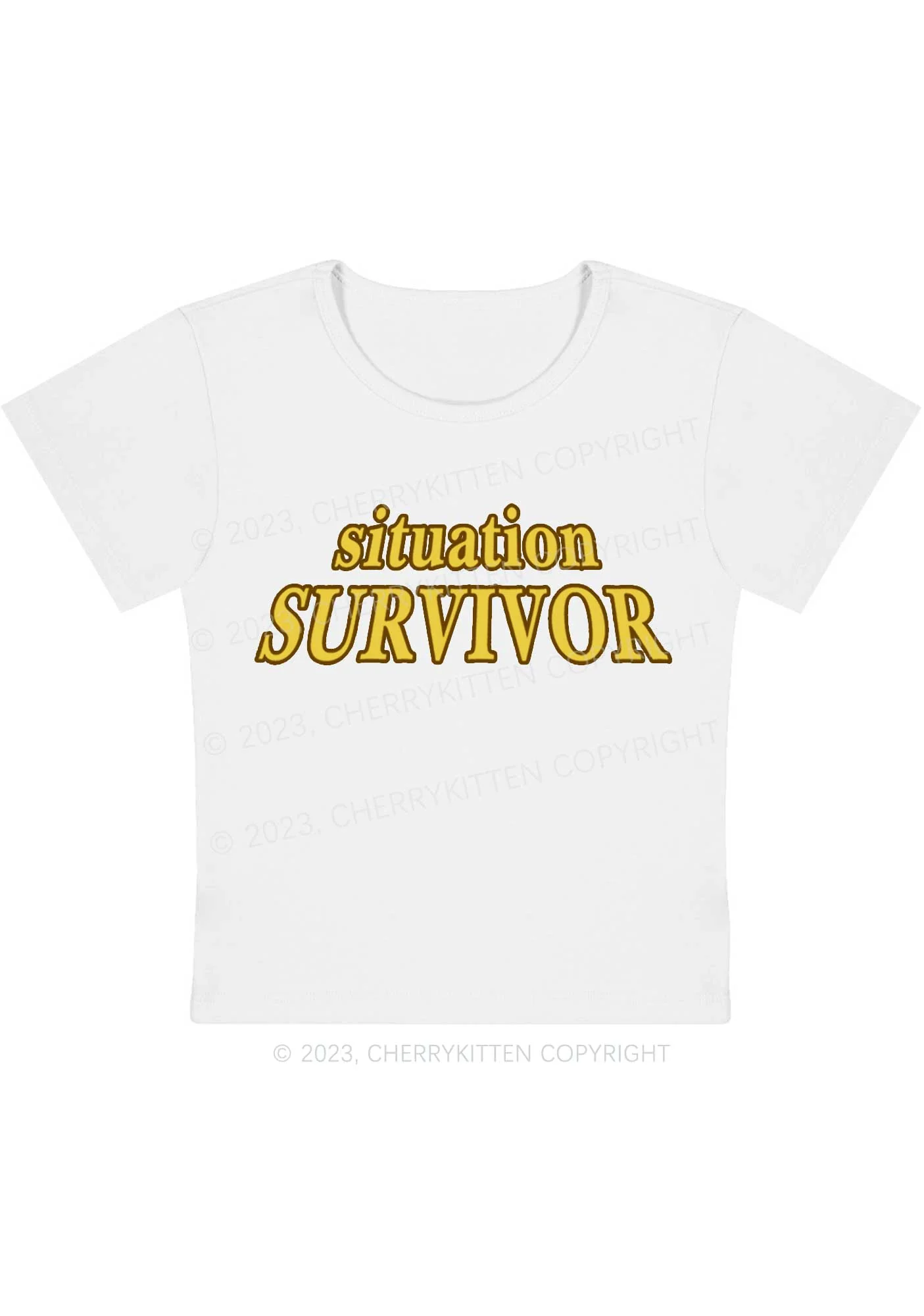 Curvy Situation Survivor Y2K Baby Tee Cherrykitten - Image 2