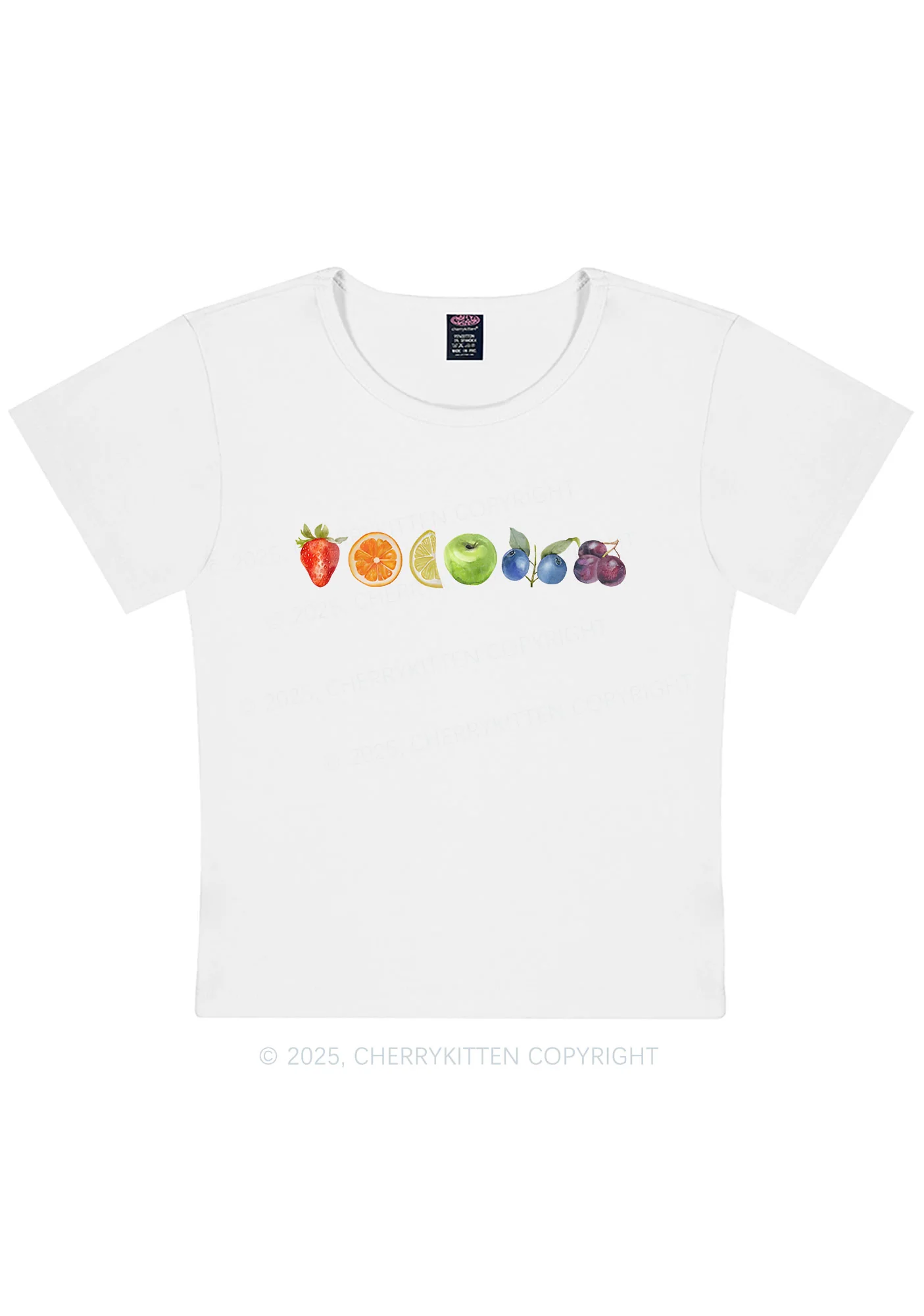 Curvy Six Fruity Pride Y2K Baby Tee Cherrykitten - Image 2