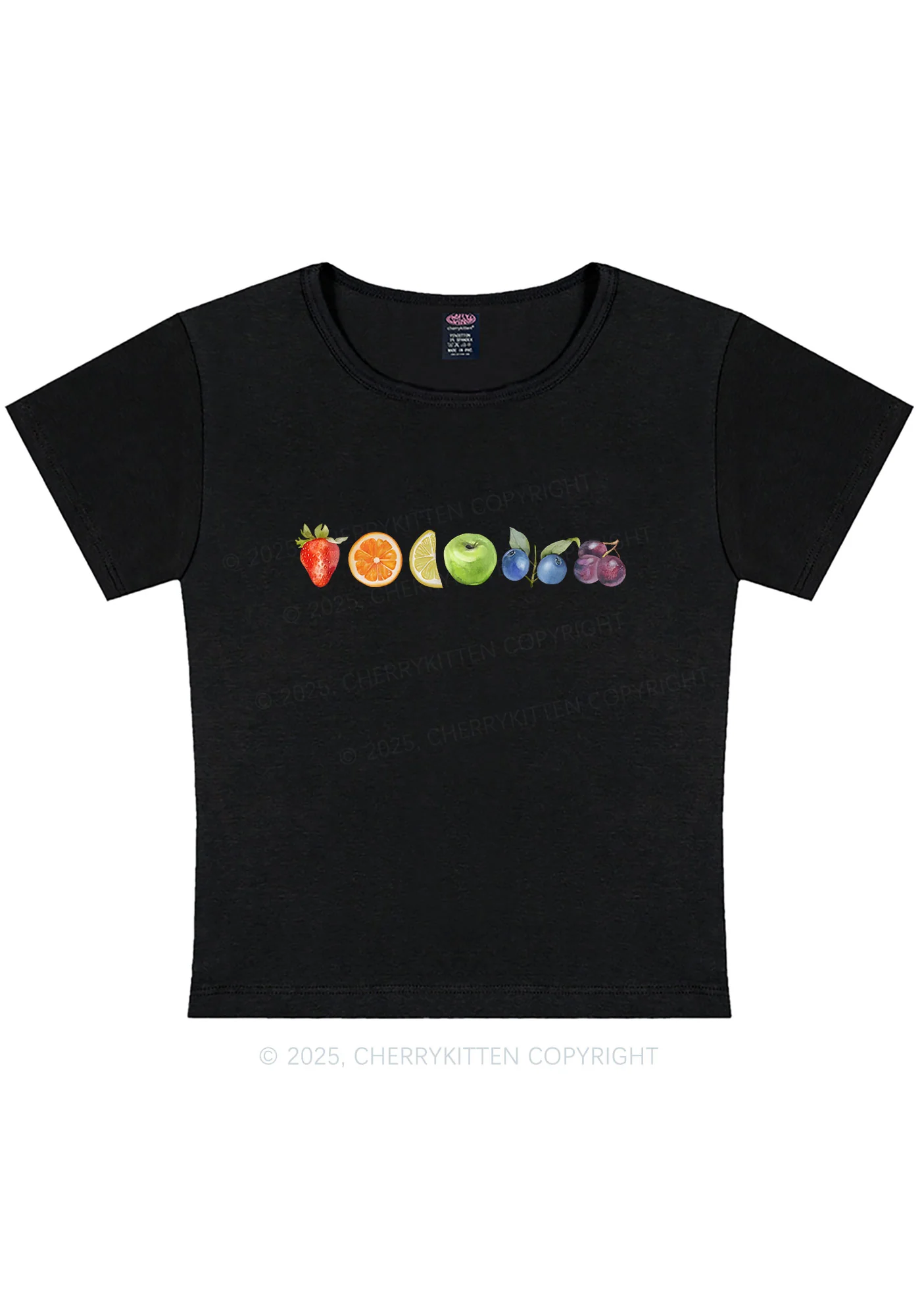 Curvy Six Fruity Pride Y2K Baby Tee Cherrykitten - Image 3