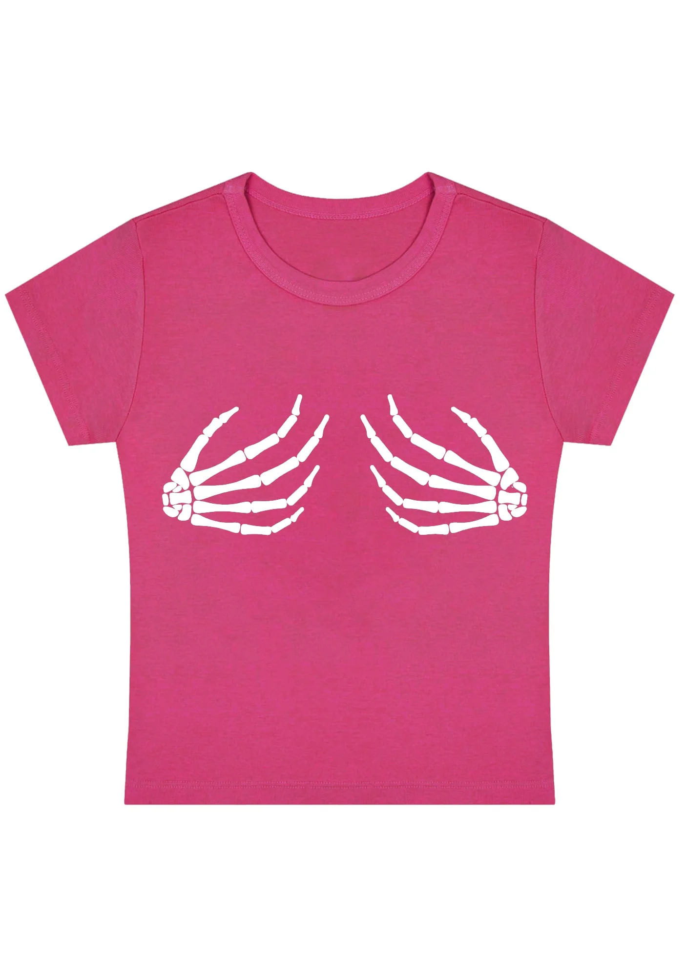 Curvy Skeleton Hands Baby Tee - Image 4