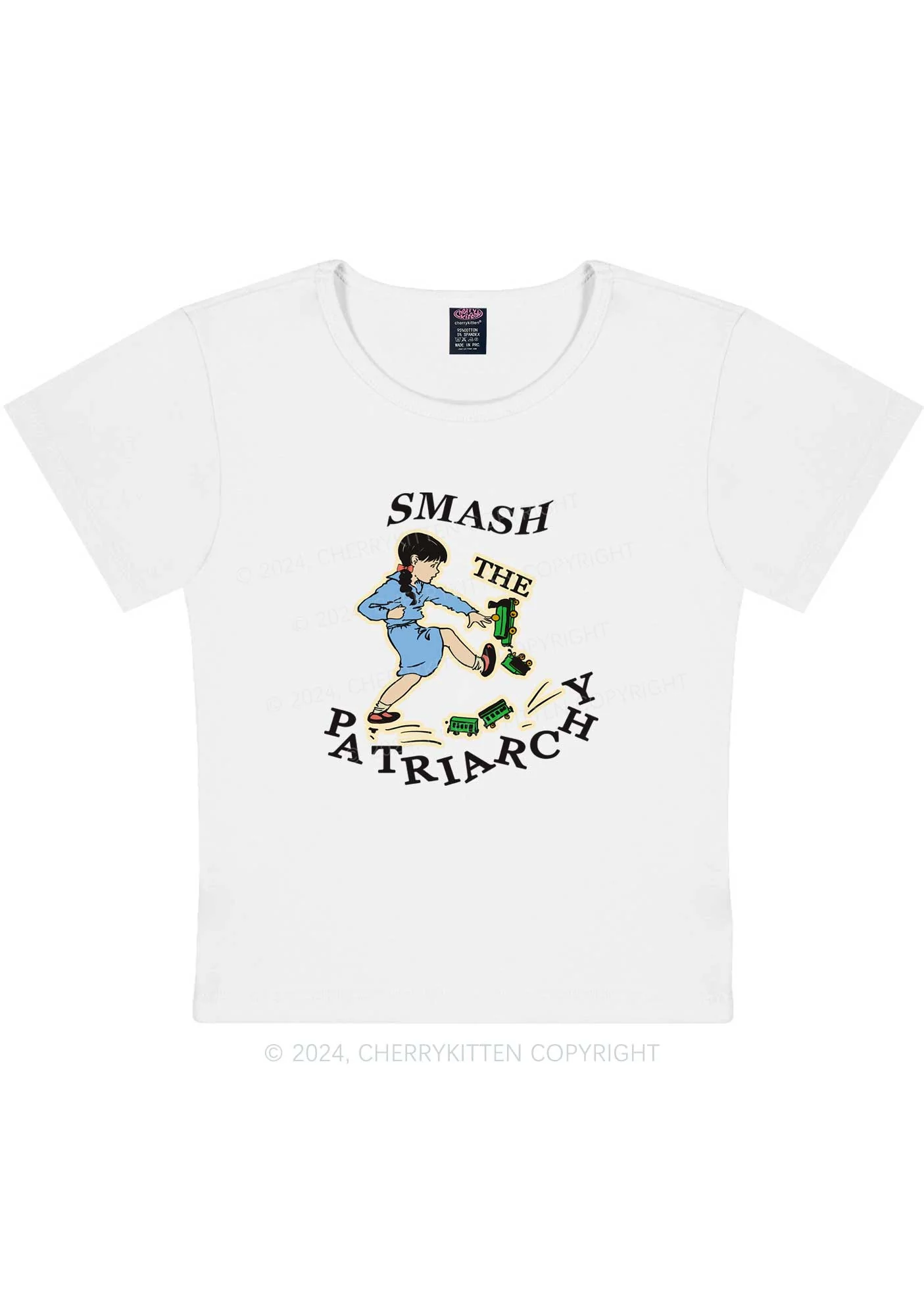 Curvy Smash The Patriarchy Y2K Baby Tee Cherrykitten - Image 3