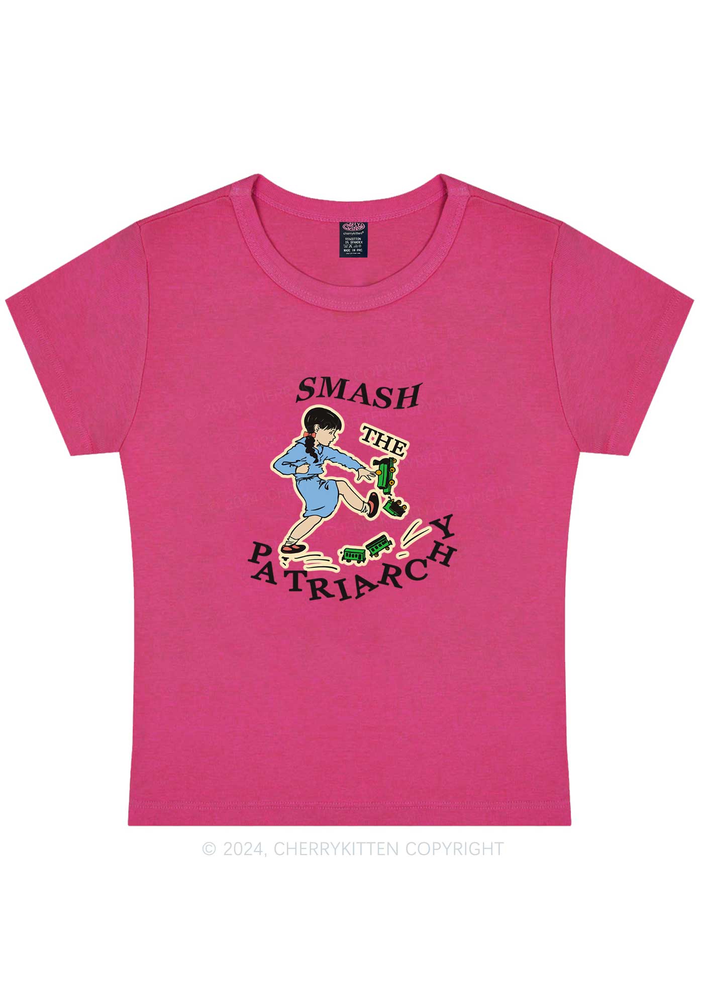 Curvy Smash The Patriarchy Y2K Baby Tee Cherrykitten - Image 5