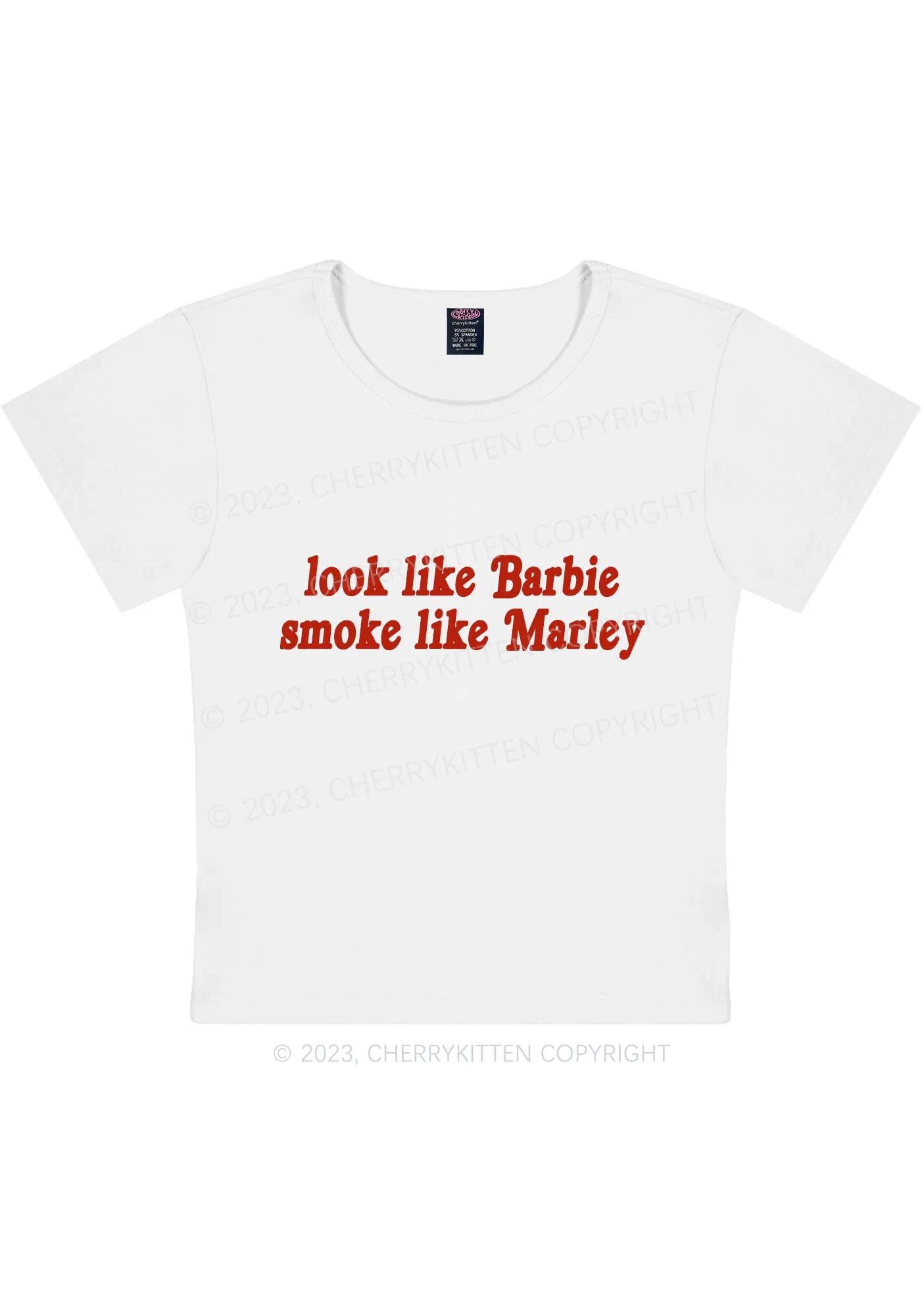 Curvy Smoke Like Marley Y2K Baby Tee Cherrykitten - Image 2