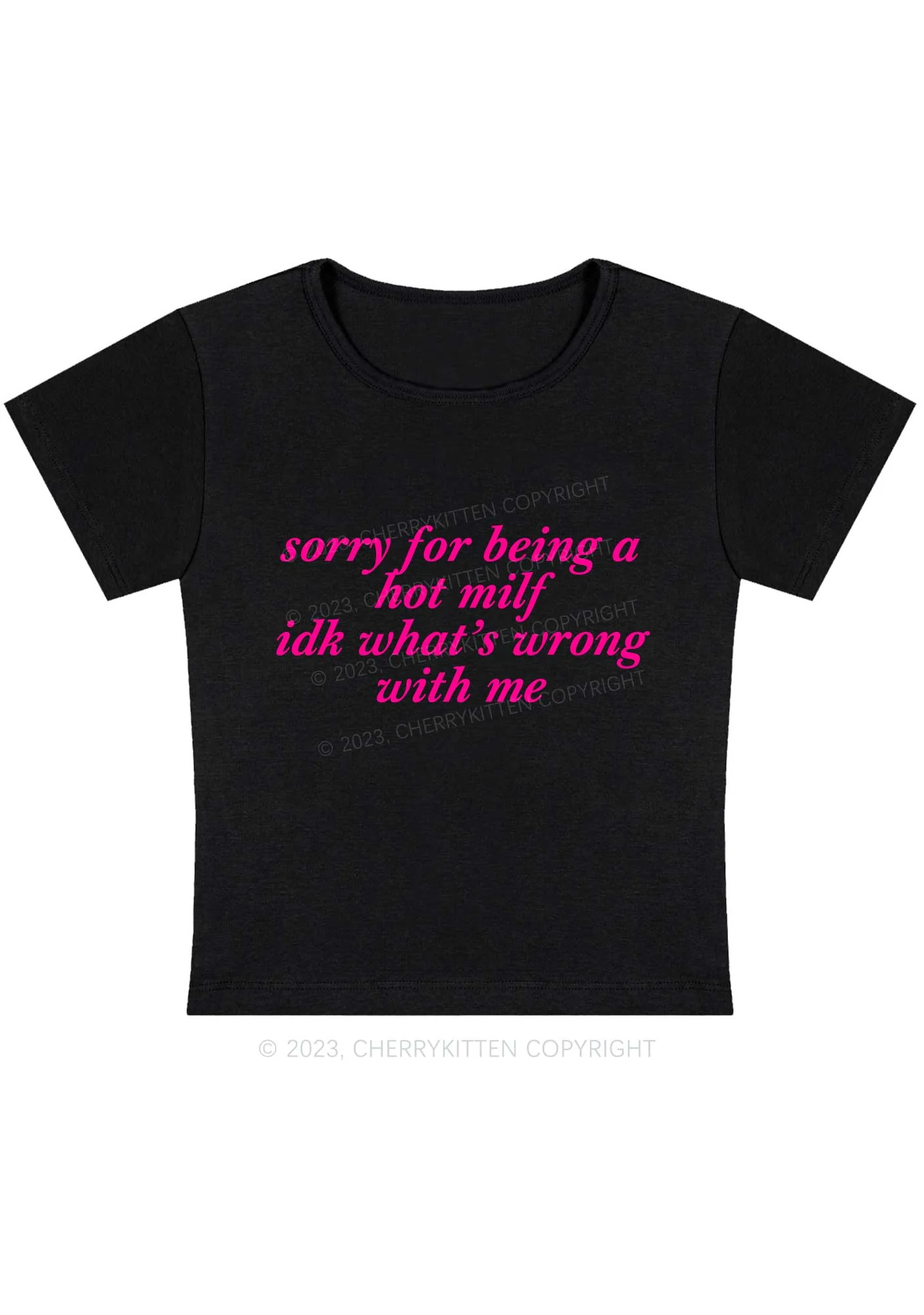 Curvy Sorry For Being A Hot Mxxf Y2K Baby Tee Cherrykitten - Image 3