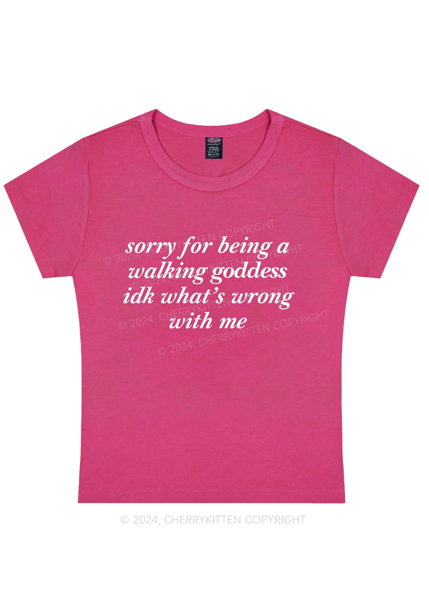 Curvy Sorry For Being A Walking Godness Y2K Baby Tee Cherrykitten - Image 4