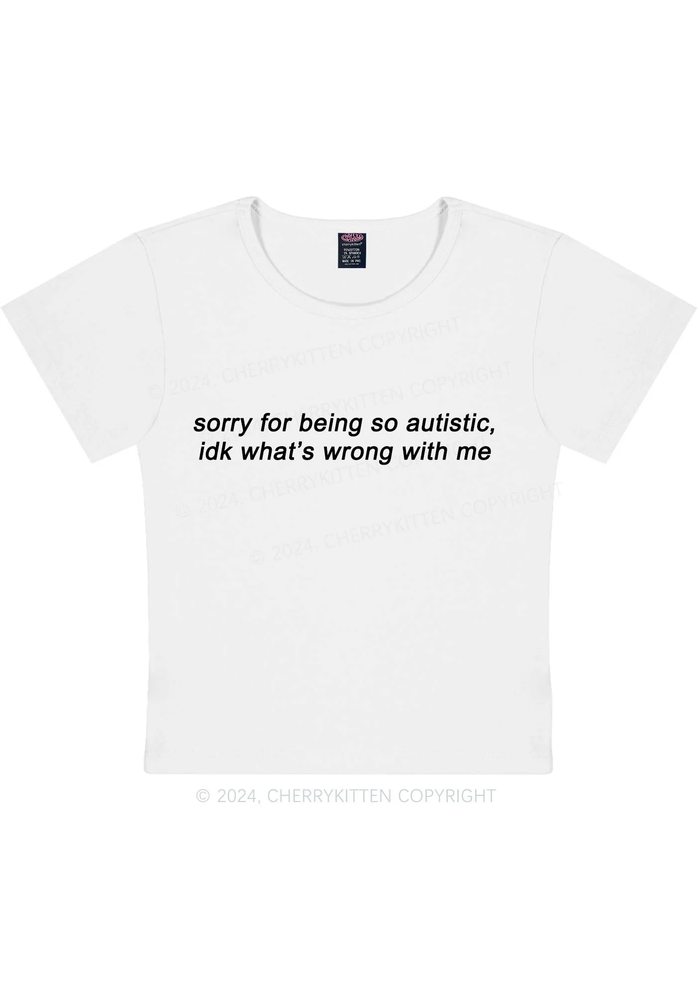 Curvy Sorry For Being Autistic Y2K Baby Tee Cherrykitten - Image 2
