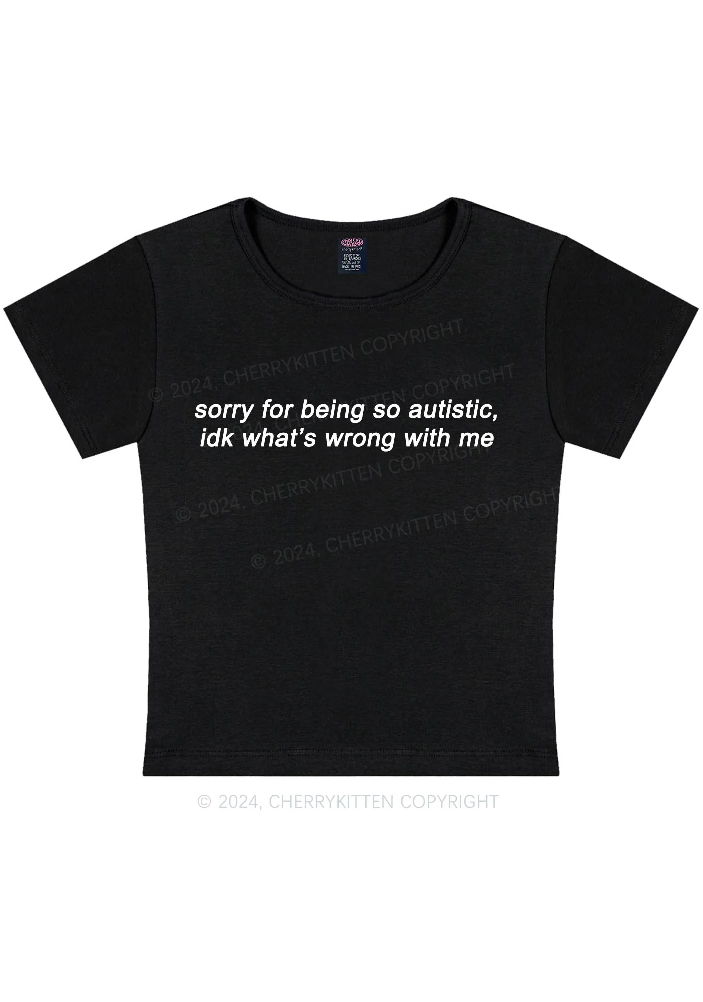 Curvy Sorry For Being Autistic Y2K Baby Tee Cherrykitten - Image 3