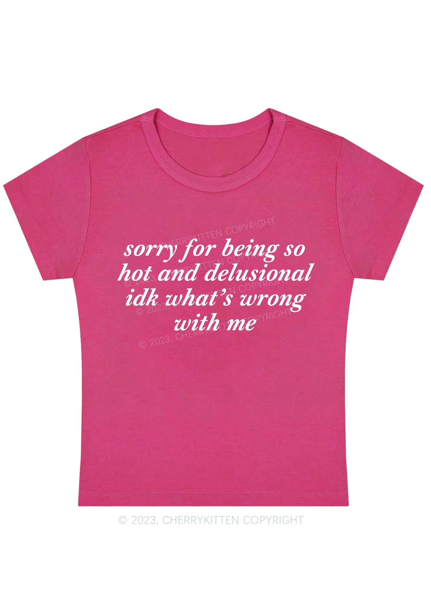 Curvy Sorry For Being So Hot And Delusional Y2K Baby Tee Cherrykitten - Image 5