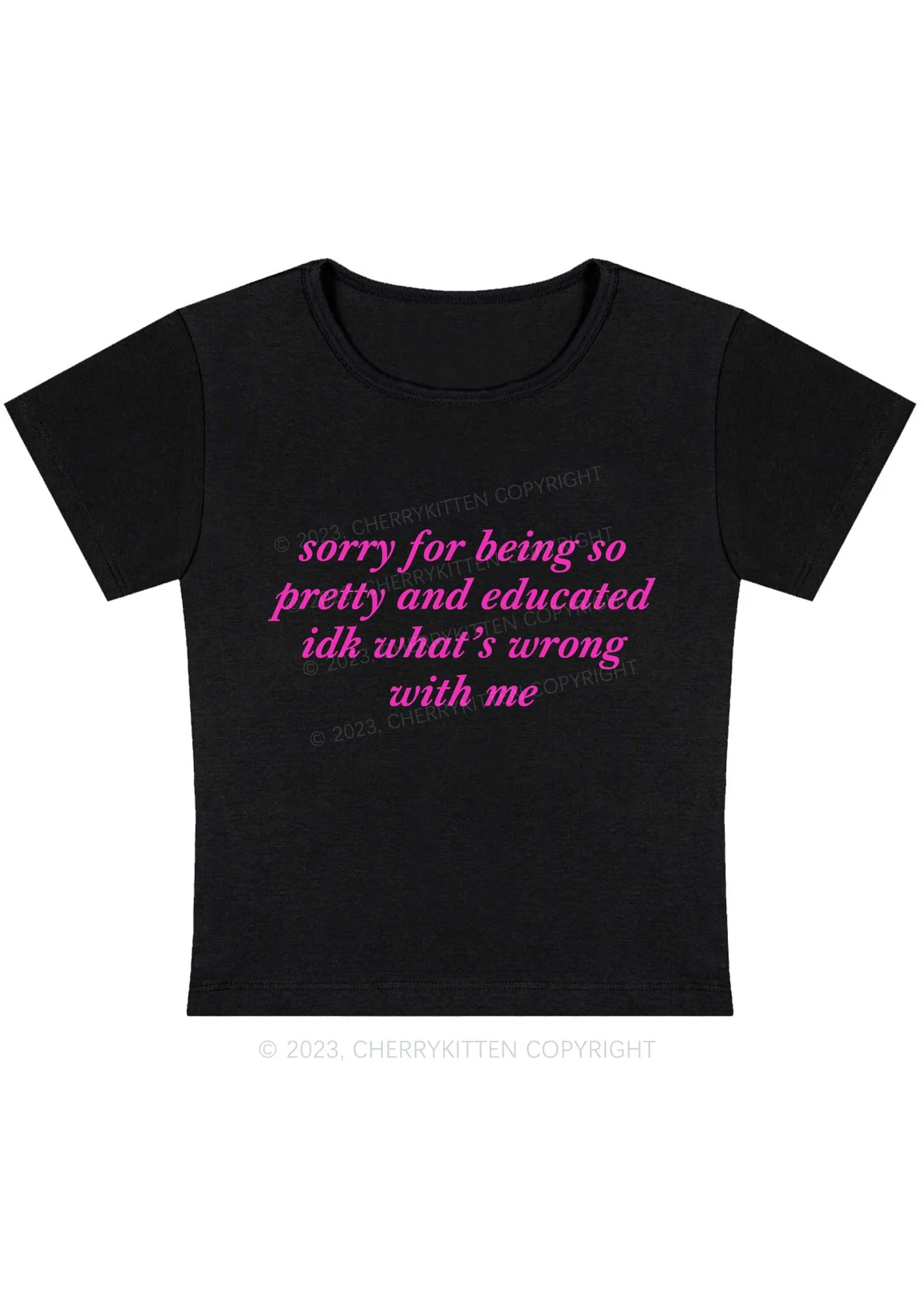 Curvy Sorry For Being So Pretty And Educated Y2K Baby Tee Cherrykitten - Image 2