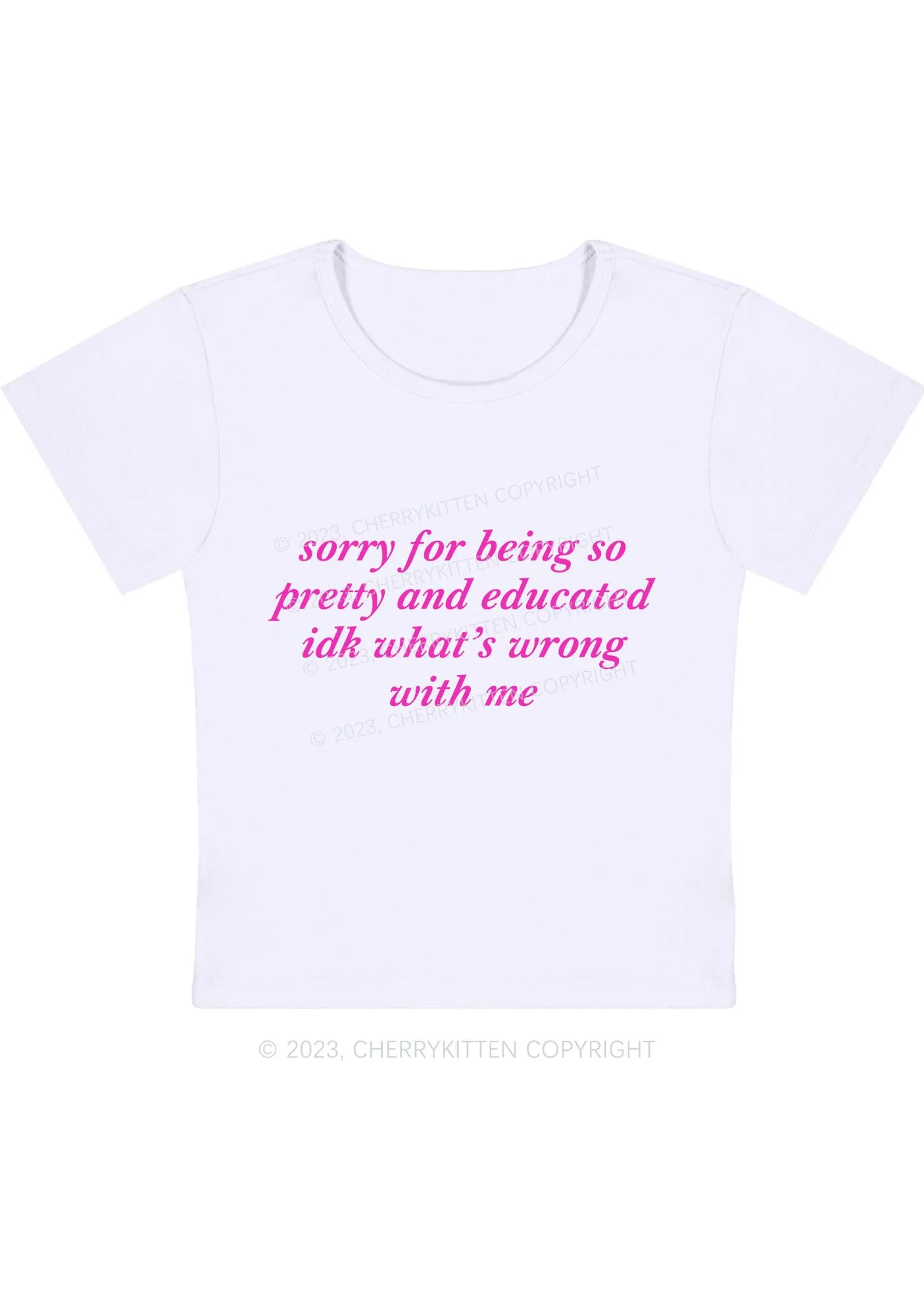 Curvy Sorry For Being So Pretty And Educated Y2K Baby Tee Cherrykitten - Image 3