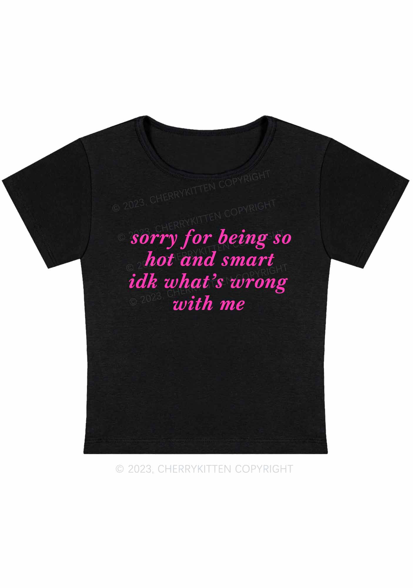 Curvy Sorry For Being So Smart Baby Tee Cherrykitten - Image 3