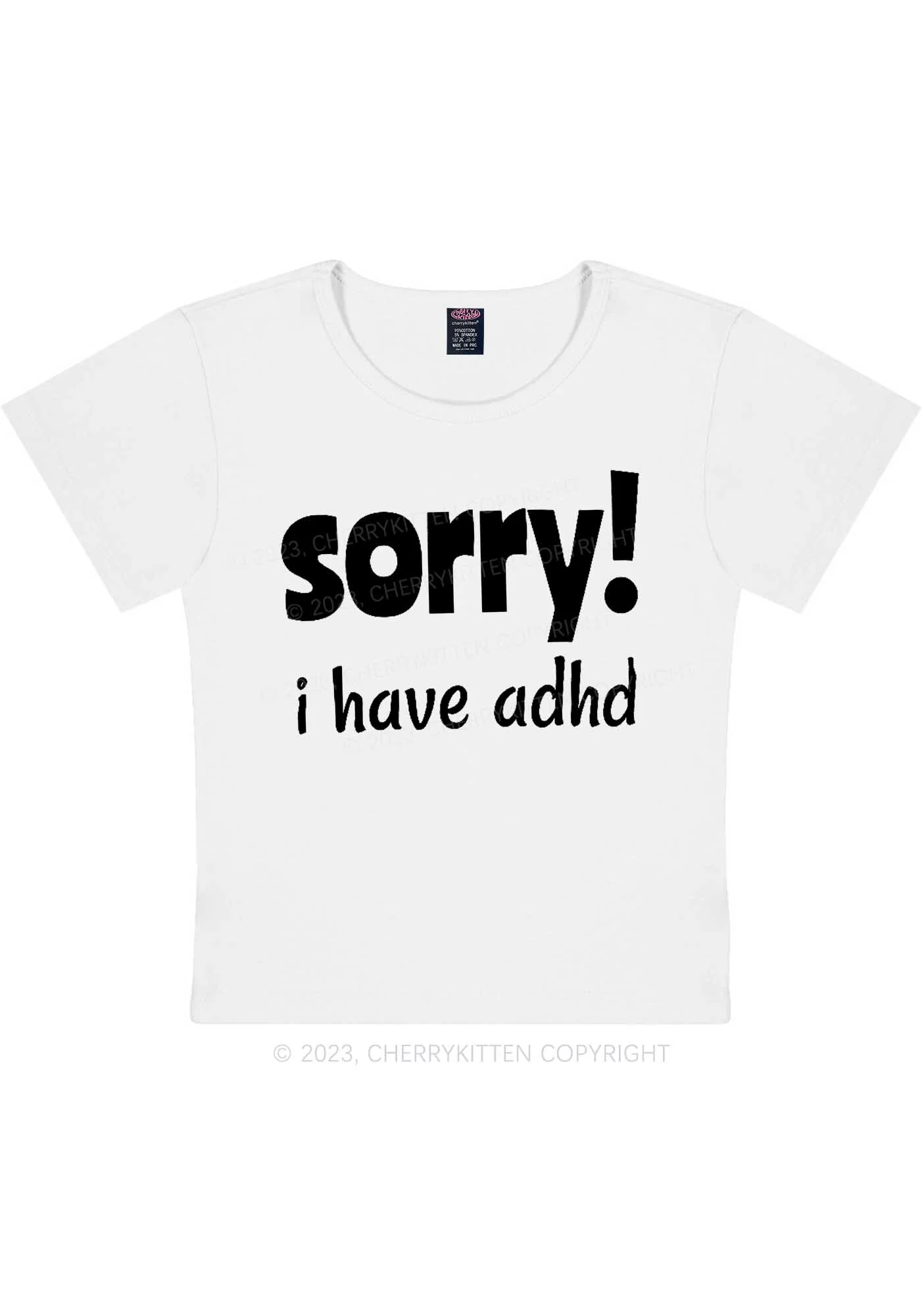 Curvy Sorry I Have ADHD Y2K Baby Tee Cherrykitten - Image 2