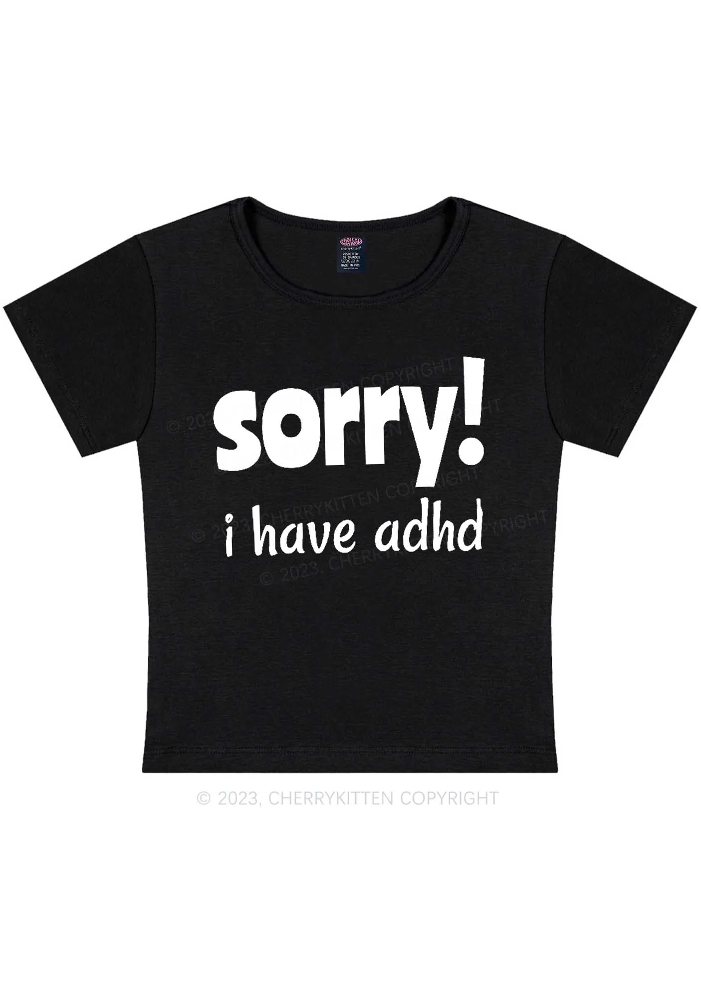 Curvy Sorry I Have ADHD Y2K Baby Tee Cherrykitten - Image 3