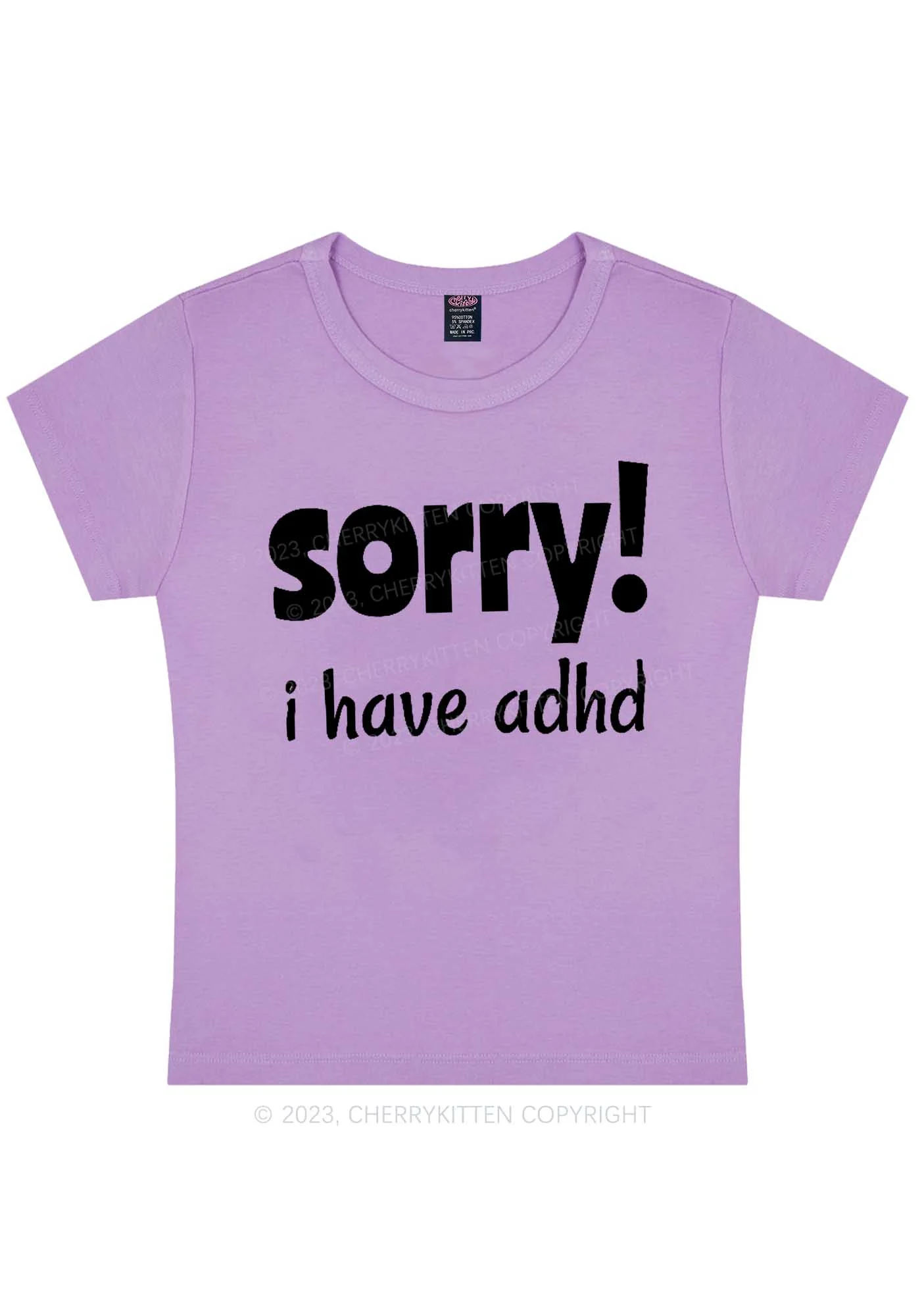 Curvy Sorry I Have ADHD Y2K Baby Tee Cherrykitten - Image 4