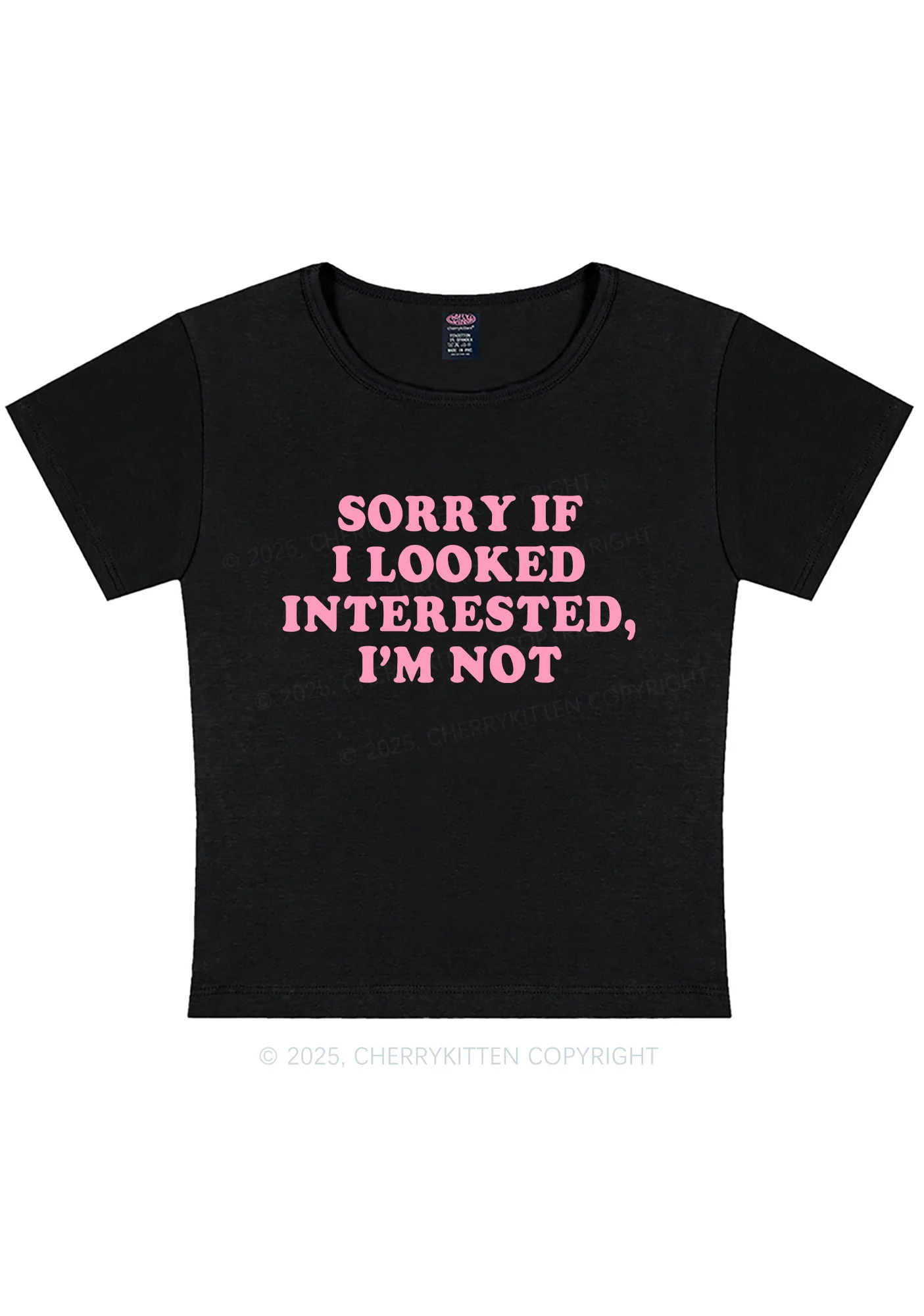 Curvy Sorry If I Looked Y2K Baby Tee Cherrykitten - Image 4