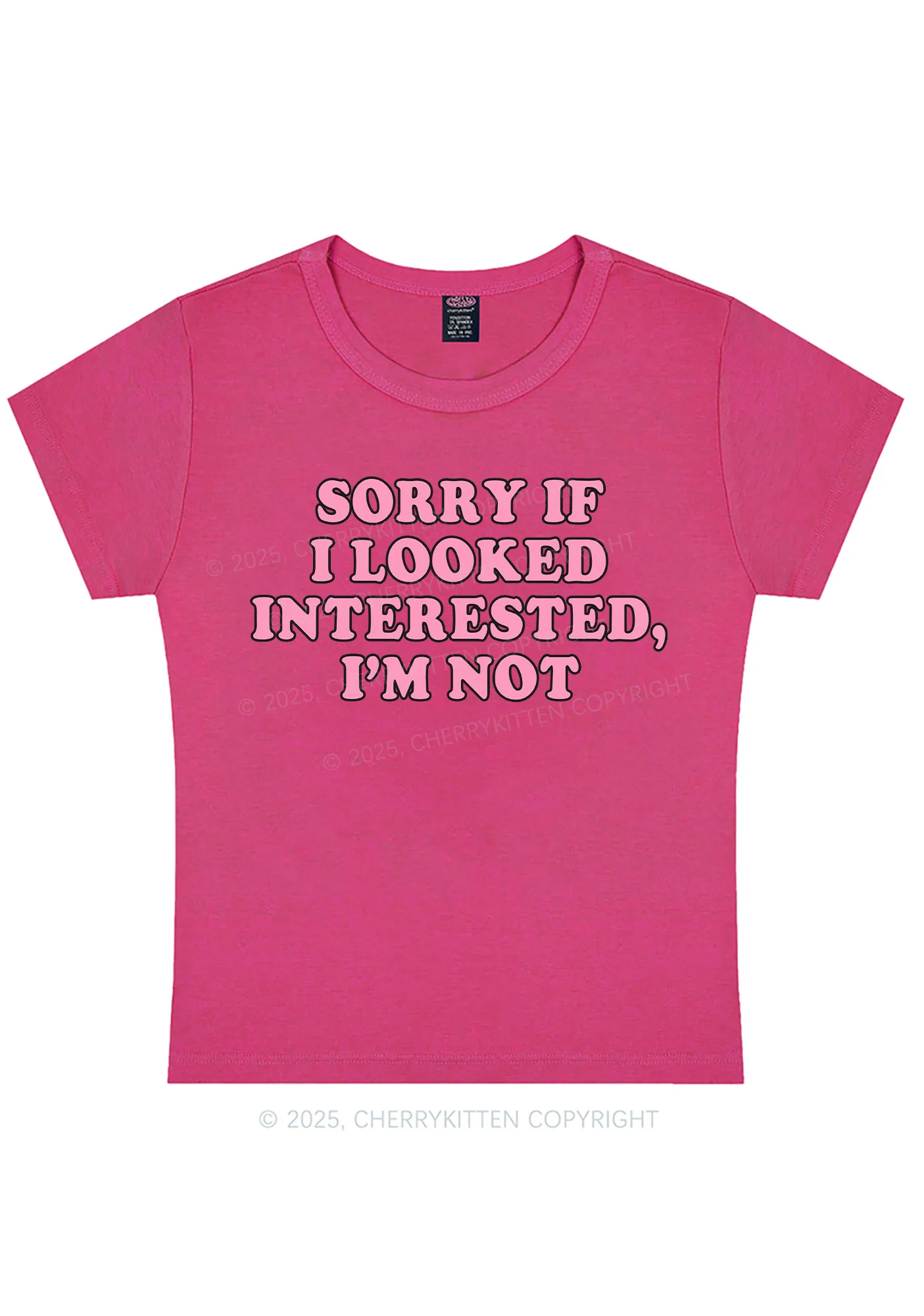 Curvy Sorry If I Looked Y2K Baby Tee Cherrykitten - Image 5