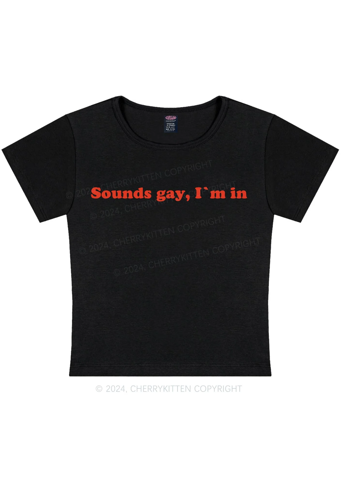 Curvy Sounds Gay Y2K Baby Tee Cherrykitten - Image 3