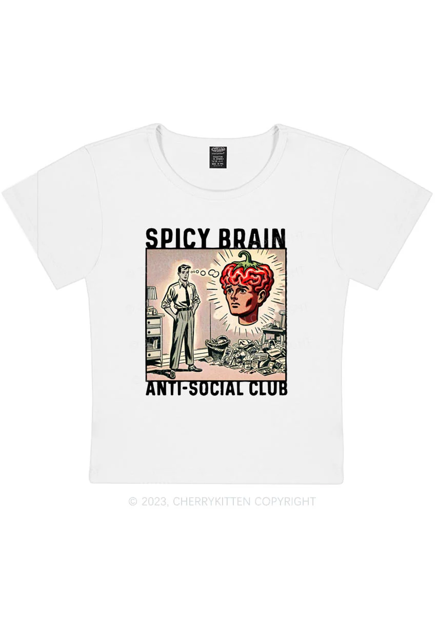 Curvy Spicy Brain Anti-Social Club Y2K Baby Tee Cherrykitten - Image 2