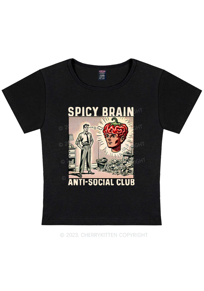 Curvy Spicy Brain Anti-Social Club Y2K Baby Tee Cherrykitten - Image 3