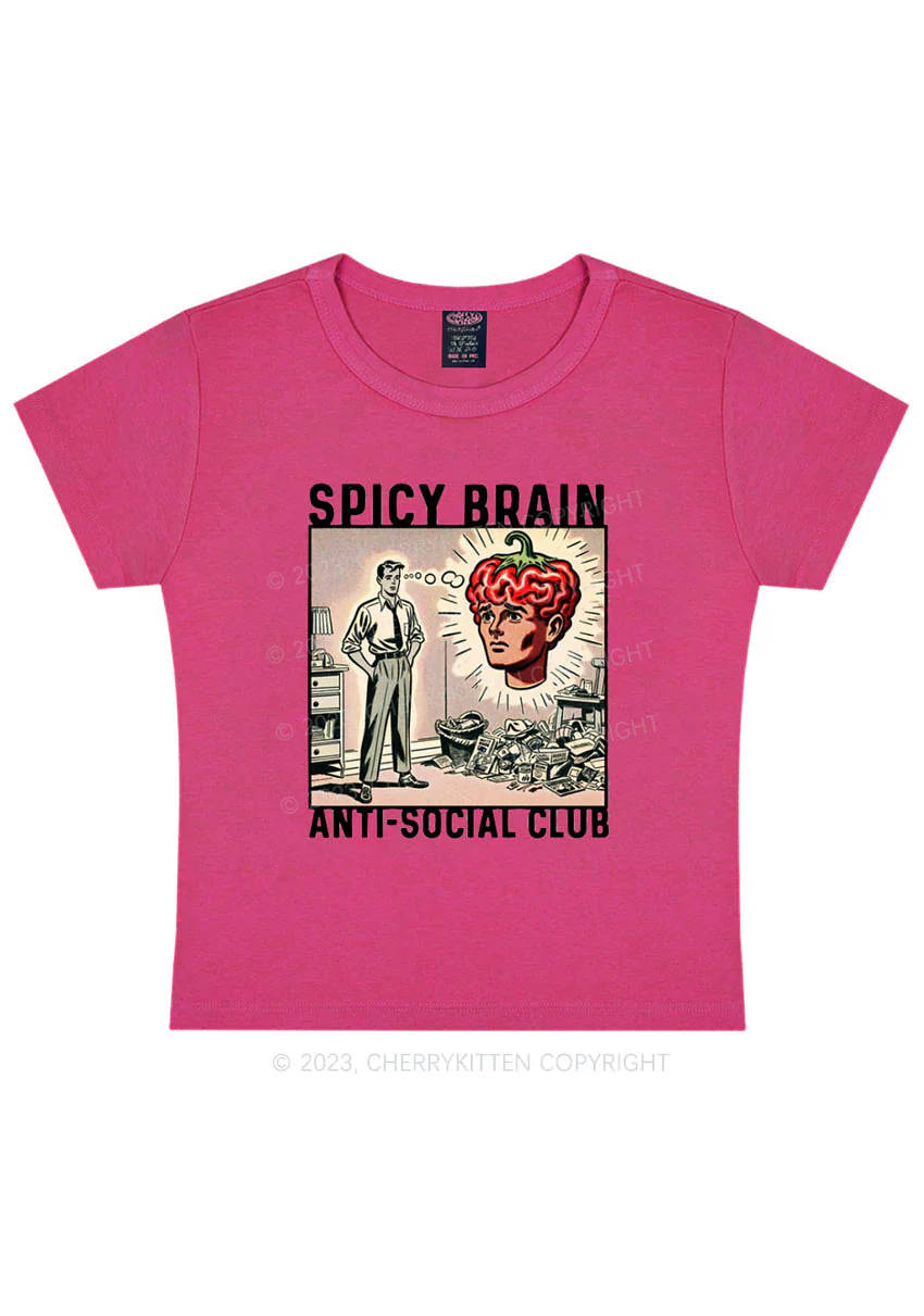 Curvy Spicy Brain Anti-Social Club Y2K Baby Tee Cherrykitten - Image 5