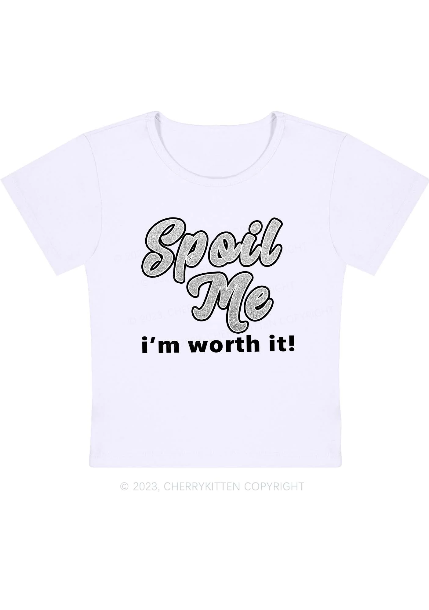 Curvy Spoil Me I'm Worth It Baby Tee Cherrykitten - Image 3