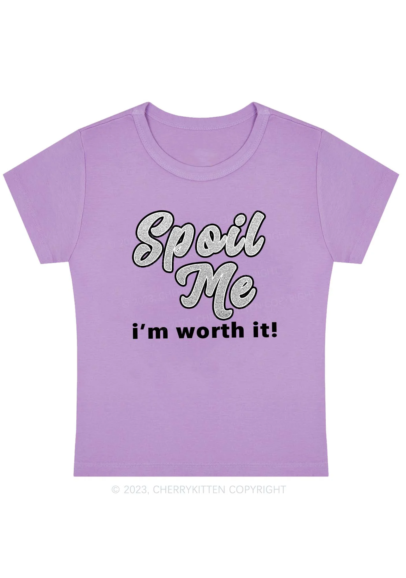 Curvy Spoil Me I'm Worth It Baby Tee Cherrykitten - Image 4