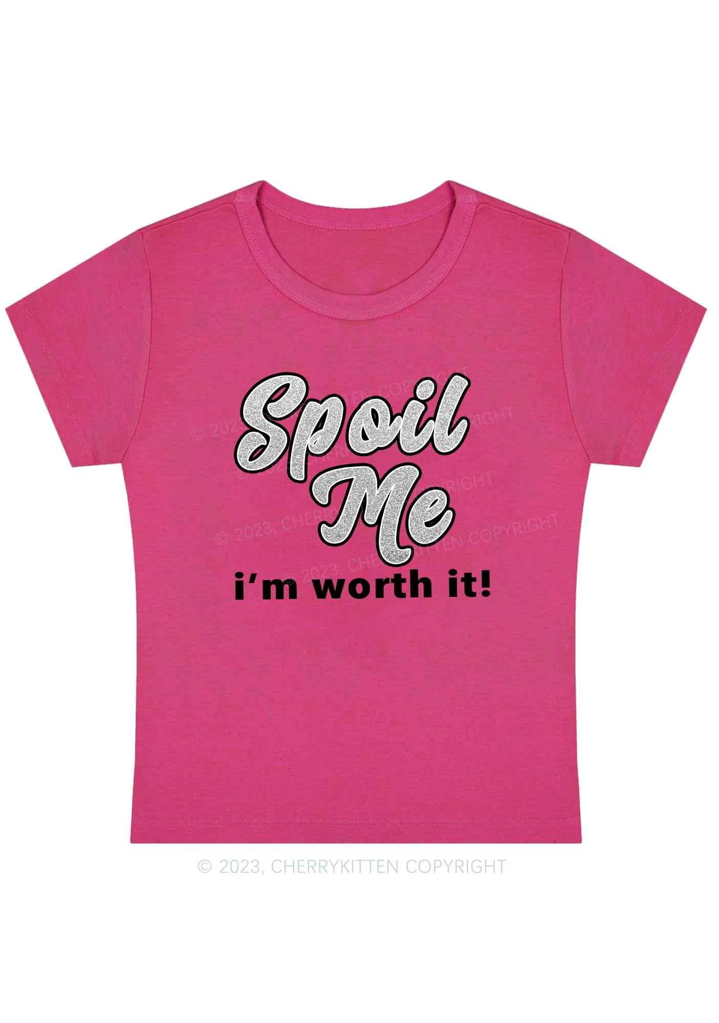 Curvy Spoil Me I'm Worth It Baby Tee Cherrykitten - Image 5