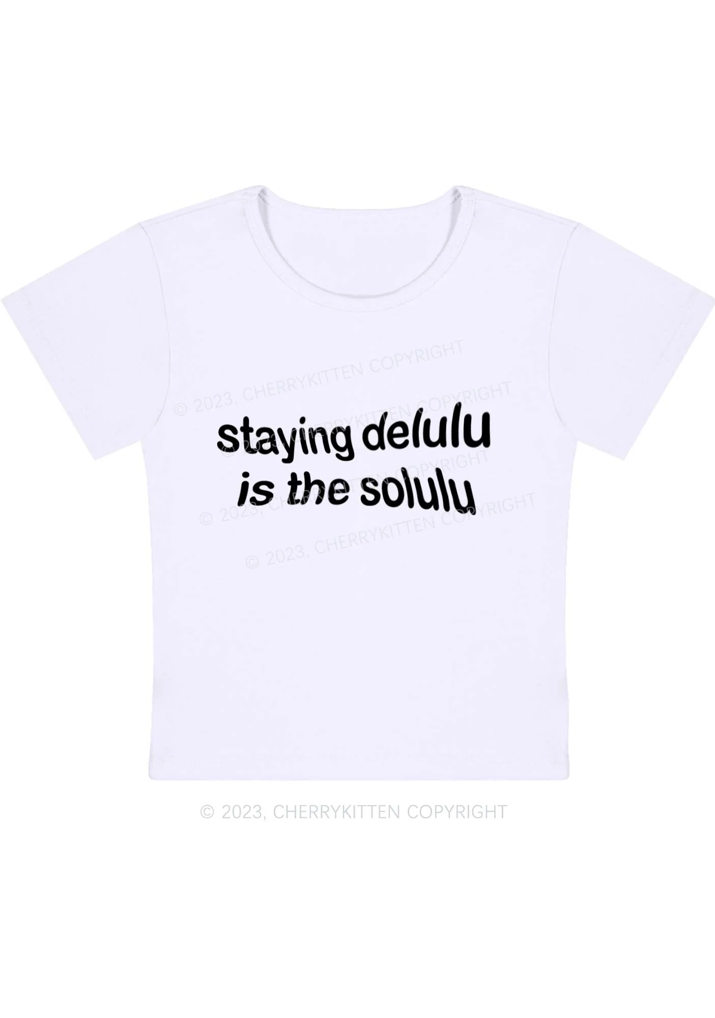 Curvy Staying Delulu Solulu Delusional Y2K Baby Tee Cherrykitten - Image 3