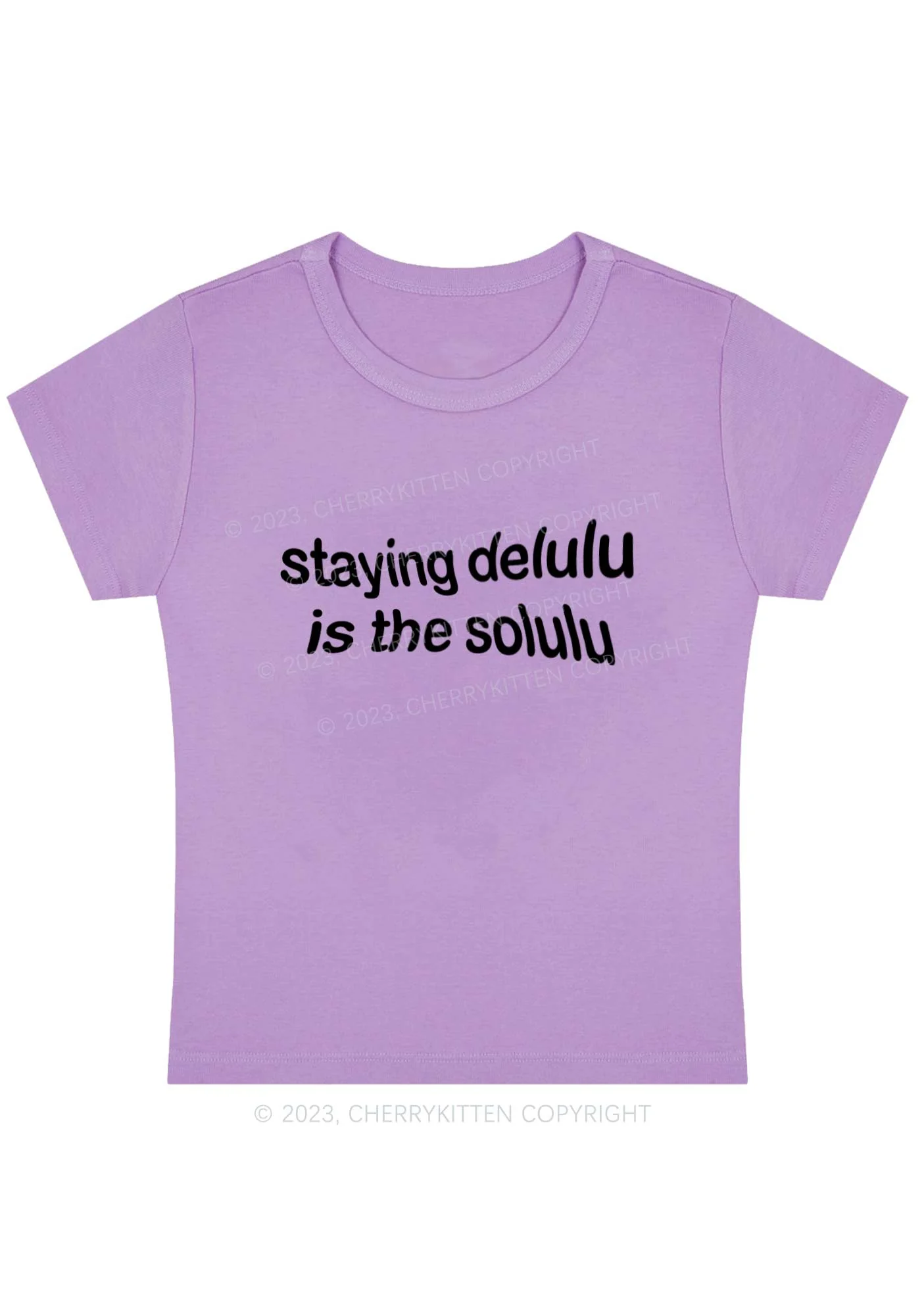 Curvy Staying Delulu Solulu Delusional Y2K Baby Tee Cherrykitten - Image 4