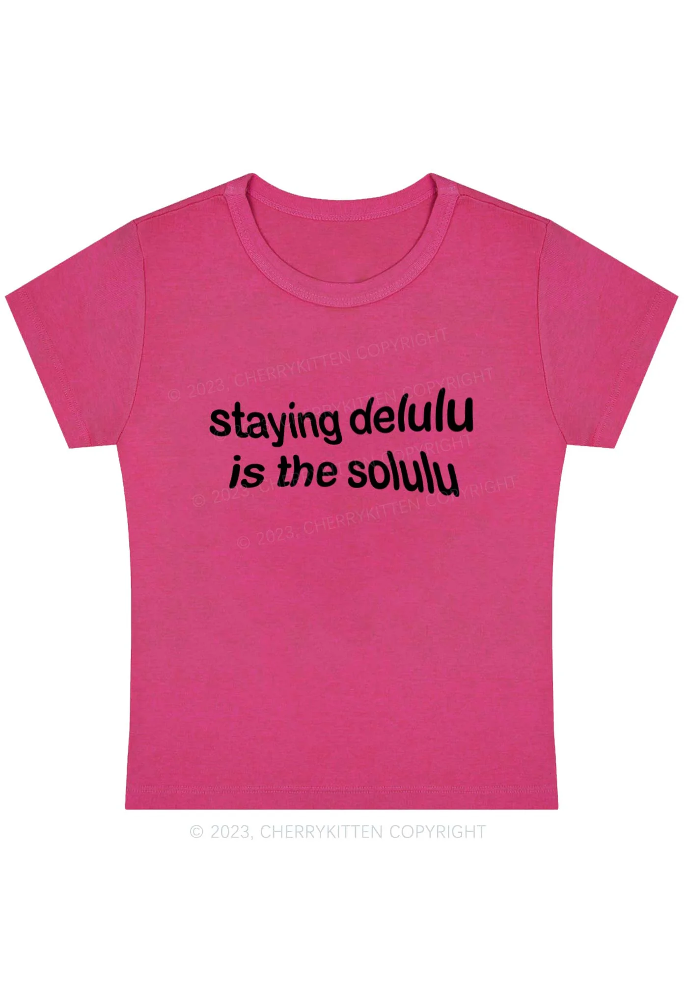 Curvy Staying Delulu Solulu Delusional Y2K Baby Tee Cherrykitten - Image 5