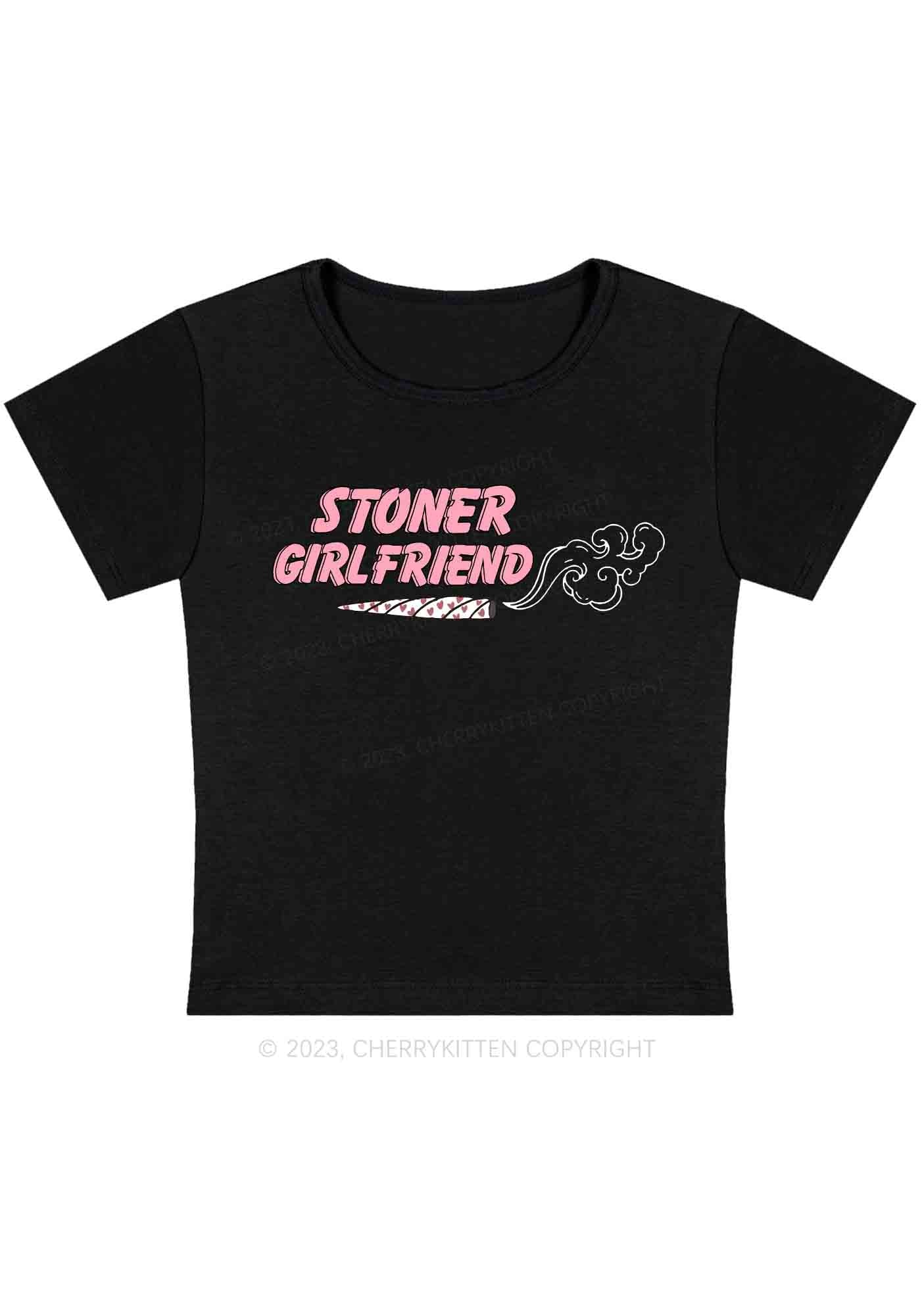 Curvy Stoner Girlfriend Smoking Y2K Baby Tee Cherrykitten - Image 3