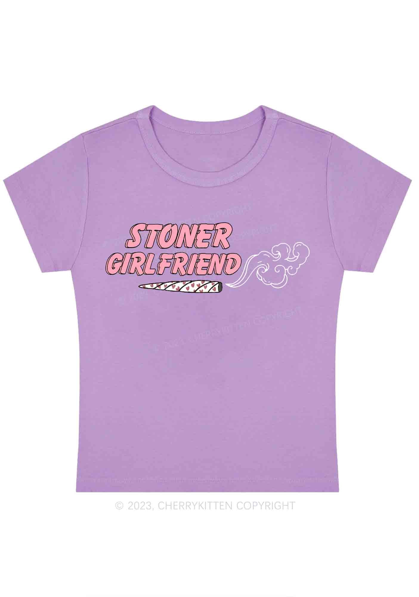 Curvy Stoner Girlfriend Smoking Y2K Baby Tee Cherrykitten - Image 4