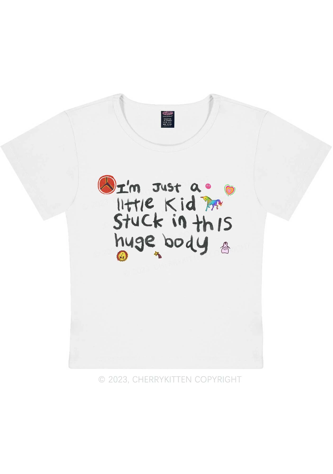 Curvy Stuck In Huge Body Y2K Baby Tee Cherrykitten - Image 2