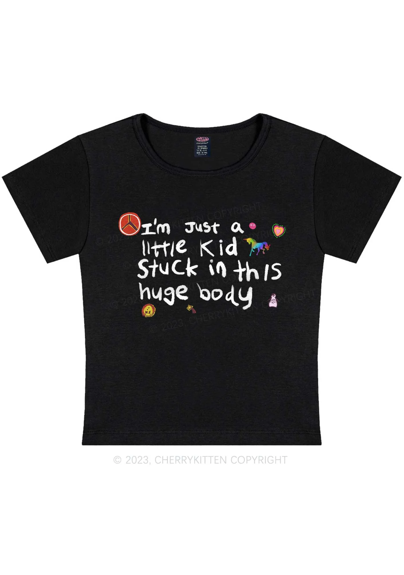 Curvy Stuck In Huge Body Y2K Baby Tee Cherrykitten - Image 3