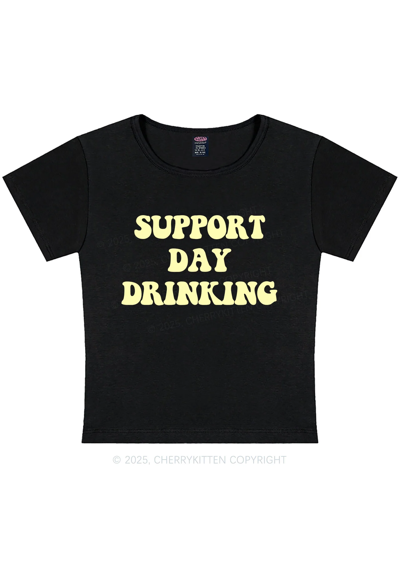 Curvy Support Day Drinking Y2K Baby Tee Cherrykitten - Image 2