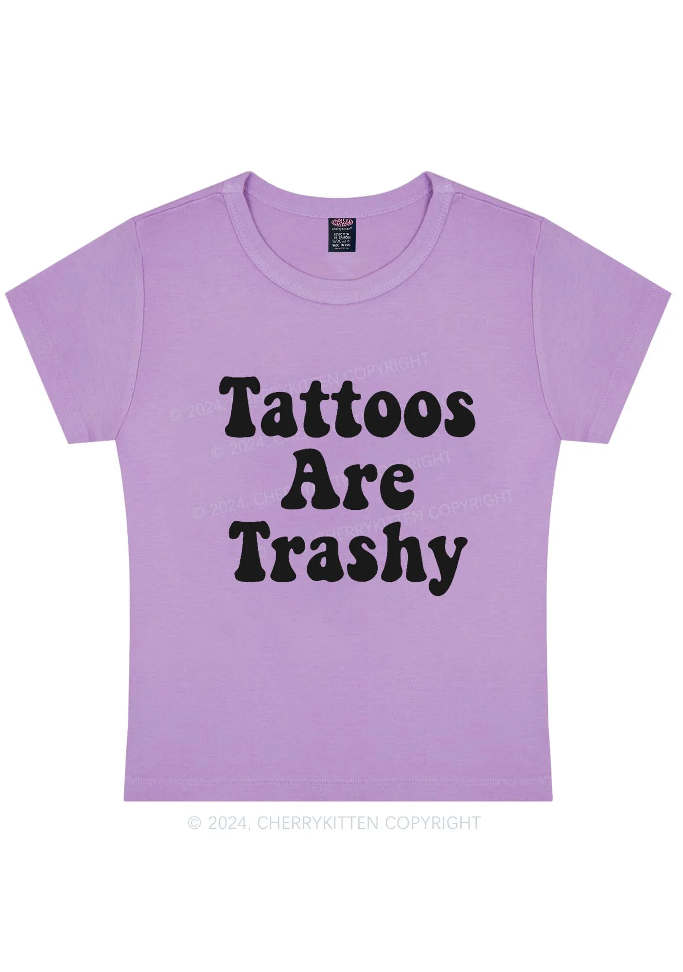 Curvy Tattoos Are Trashy Y2K Baby Tee Cherrykitten - Image 4