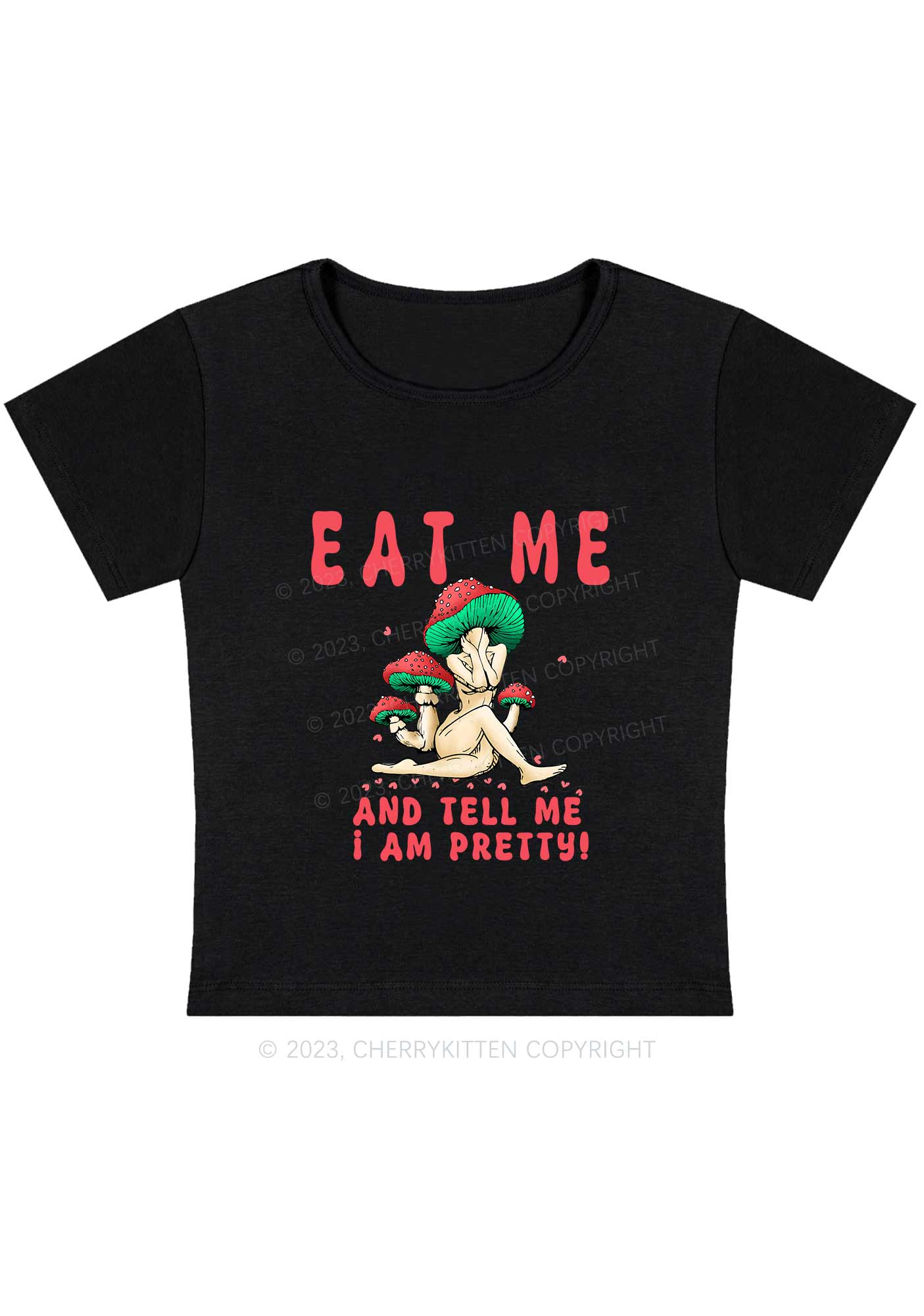 Curvy Tell Me I Am Pretty Y2K Baby Tee Cherrykitten - Image 2