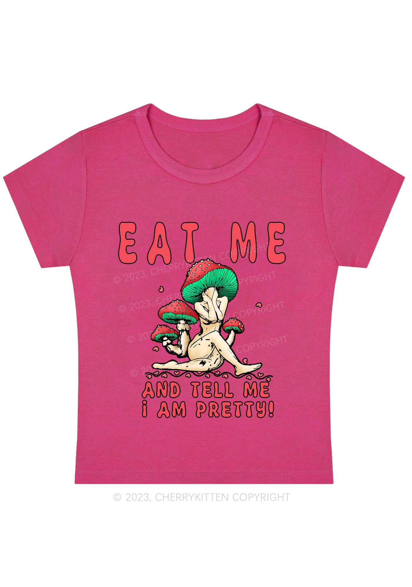 Curvy Tell Me I Am Pretty Y2K Baby Tee Cherrykitten - Image 5