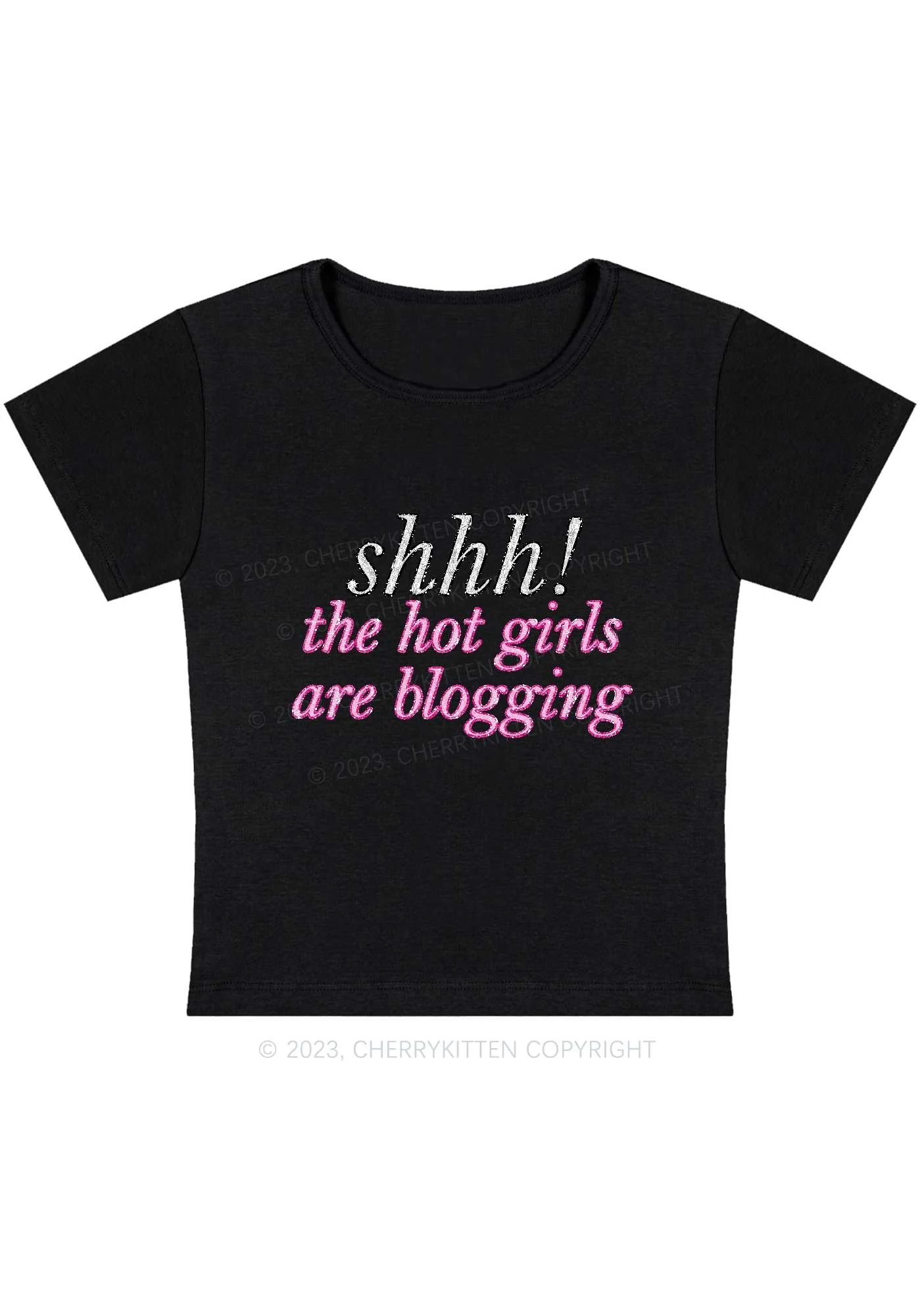 Curvy The Hot Girls Are Blogging Baby Tee Cherrykitten - Image 2