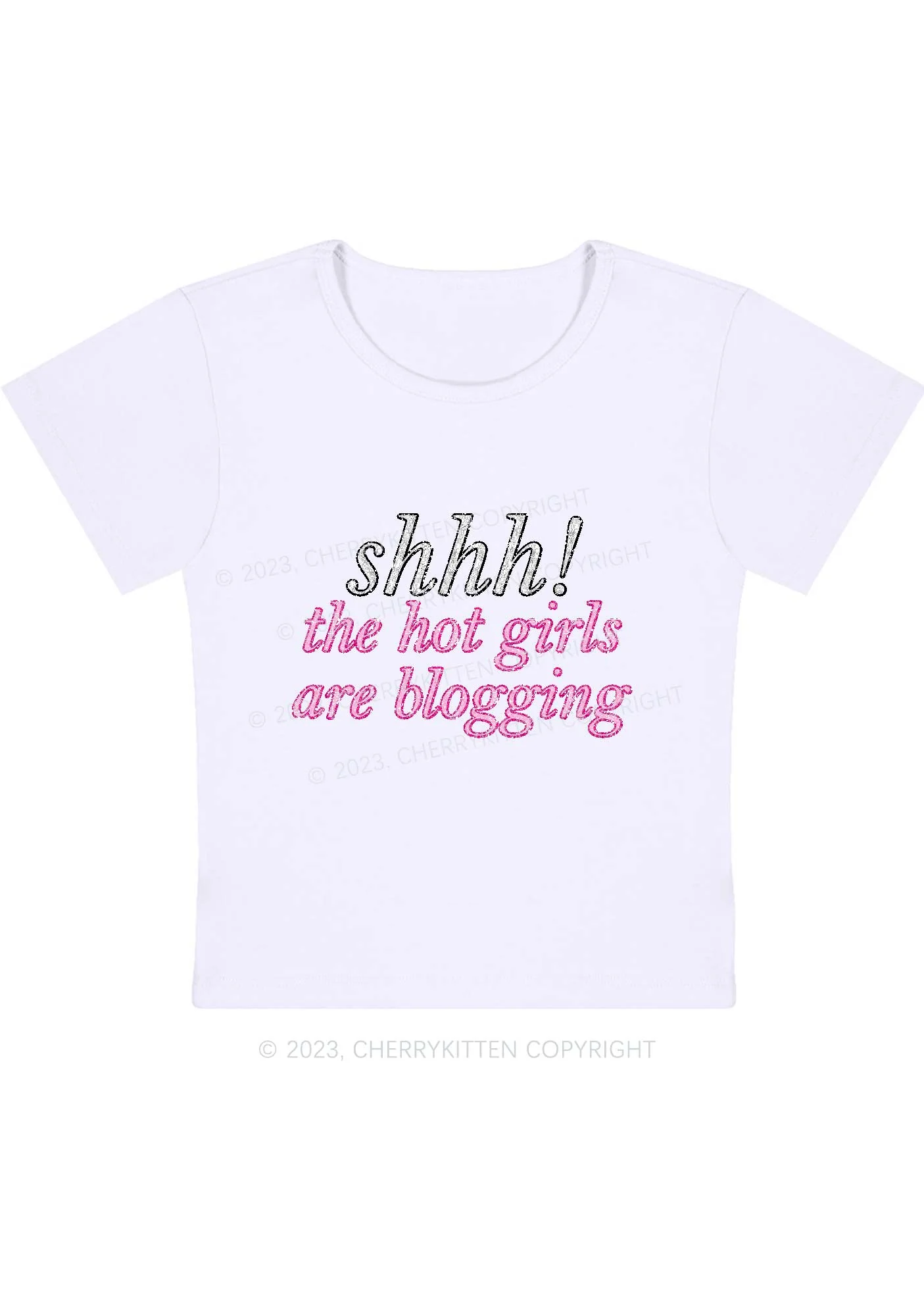 Curvy The Hot Girls Are Blogging Baby Tee Cherrykitten - Image 3