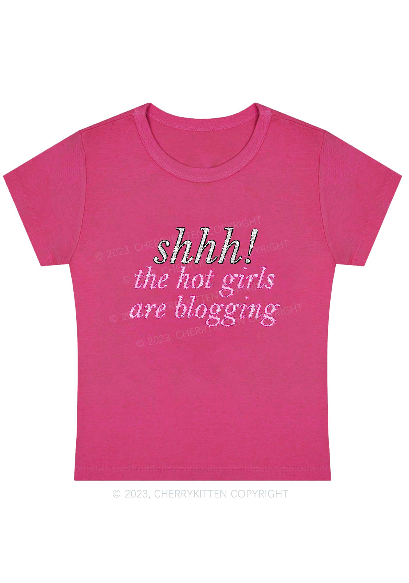 Curvy The Hot Girls Are Blogging Baby Tee Cherrykitten - Image 4